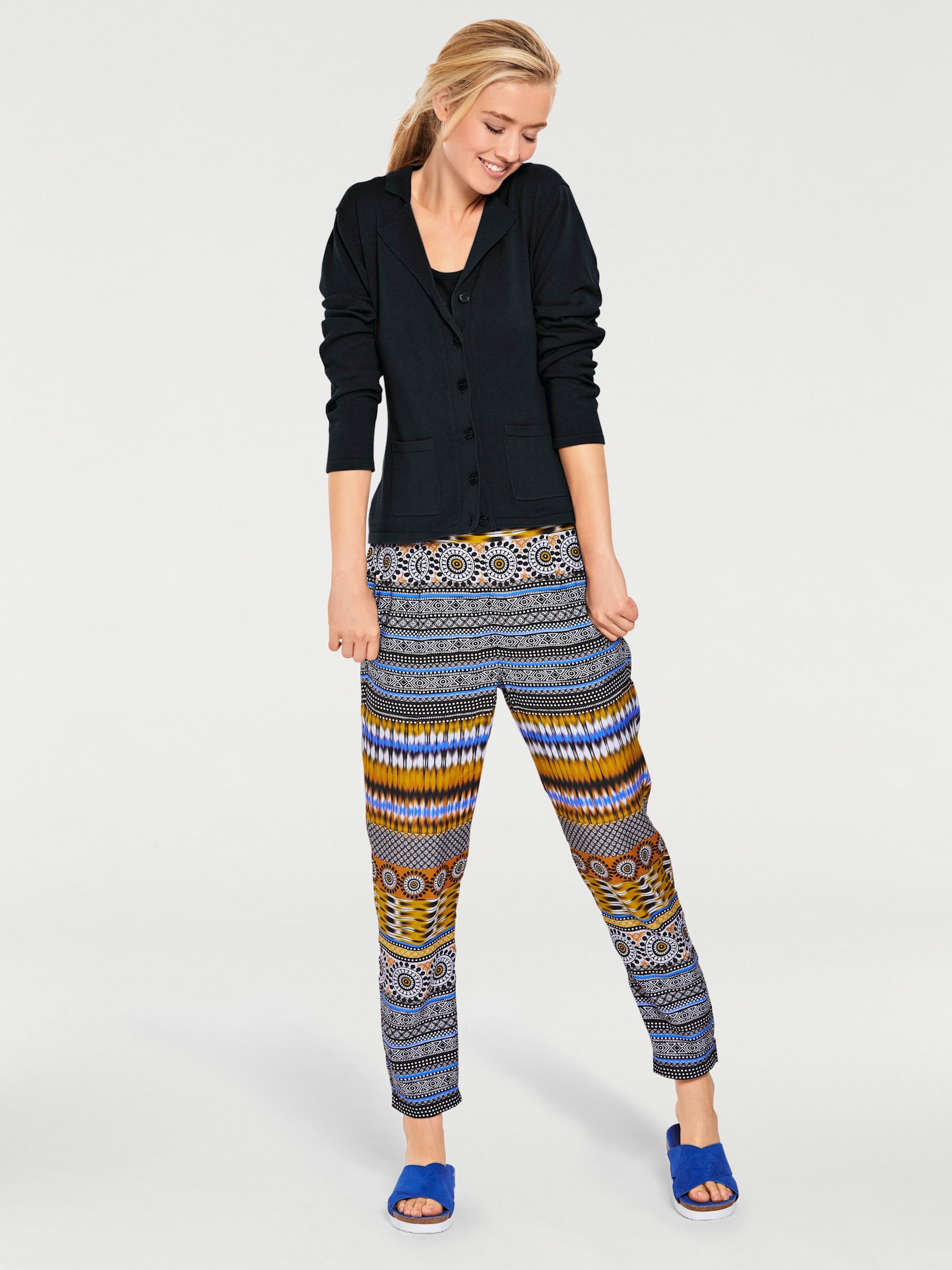 heine Feinstrickjacke mit Reverskragen - schwarz