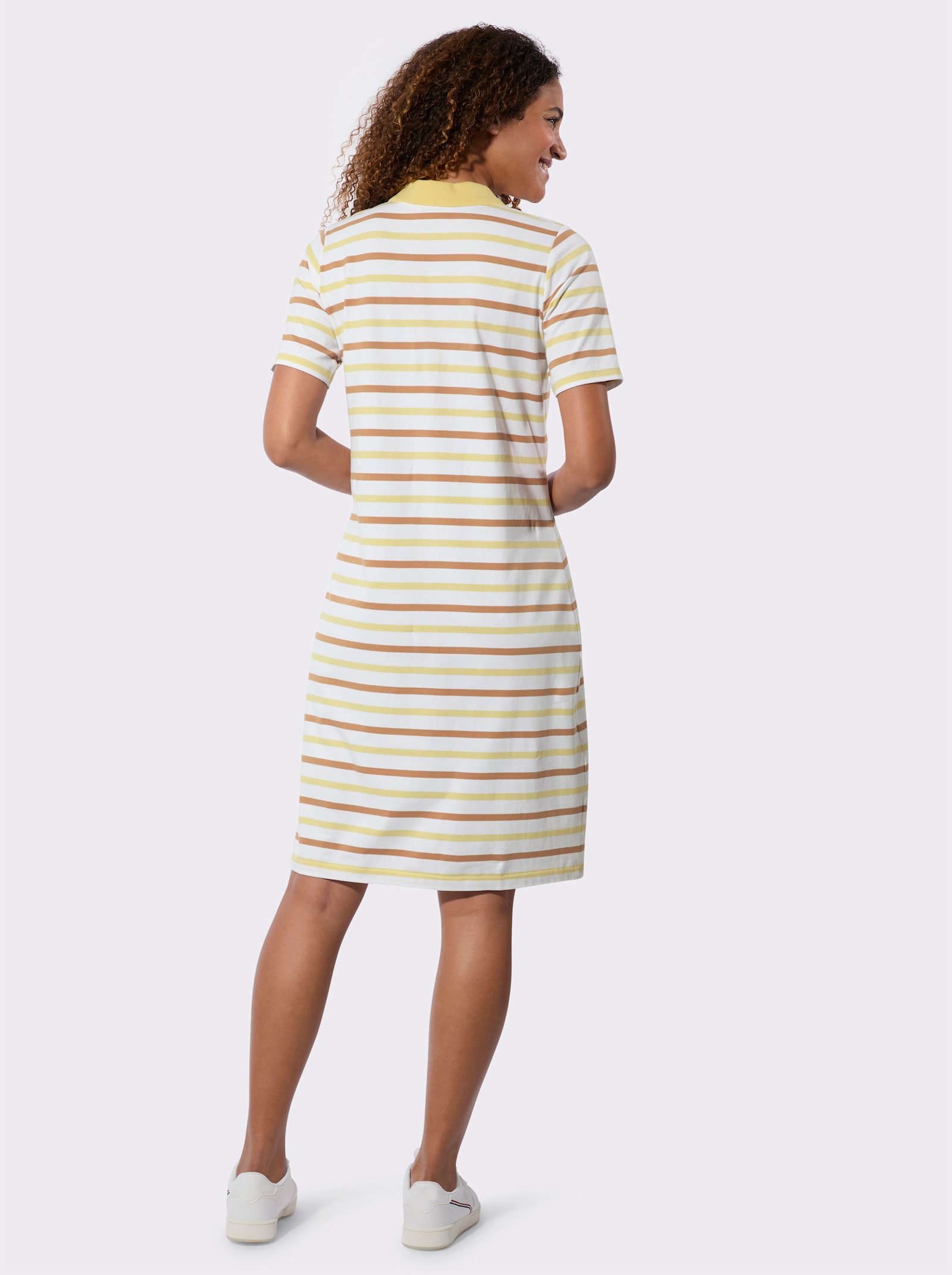 Polokleid im garngefärbten Ringel-Dessin - zitrone-camel-geringelt