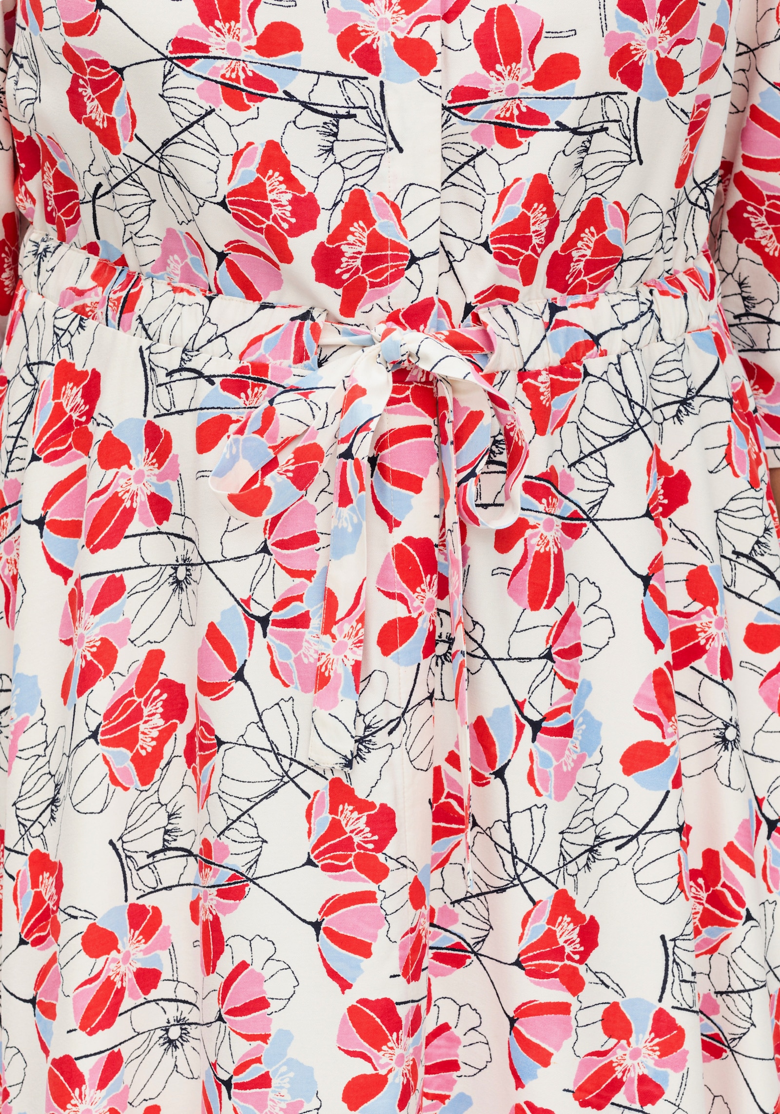 sheego Blumenkleid mit Bindeband - rosé-gemustert