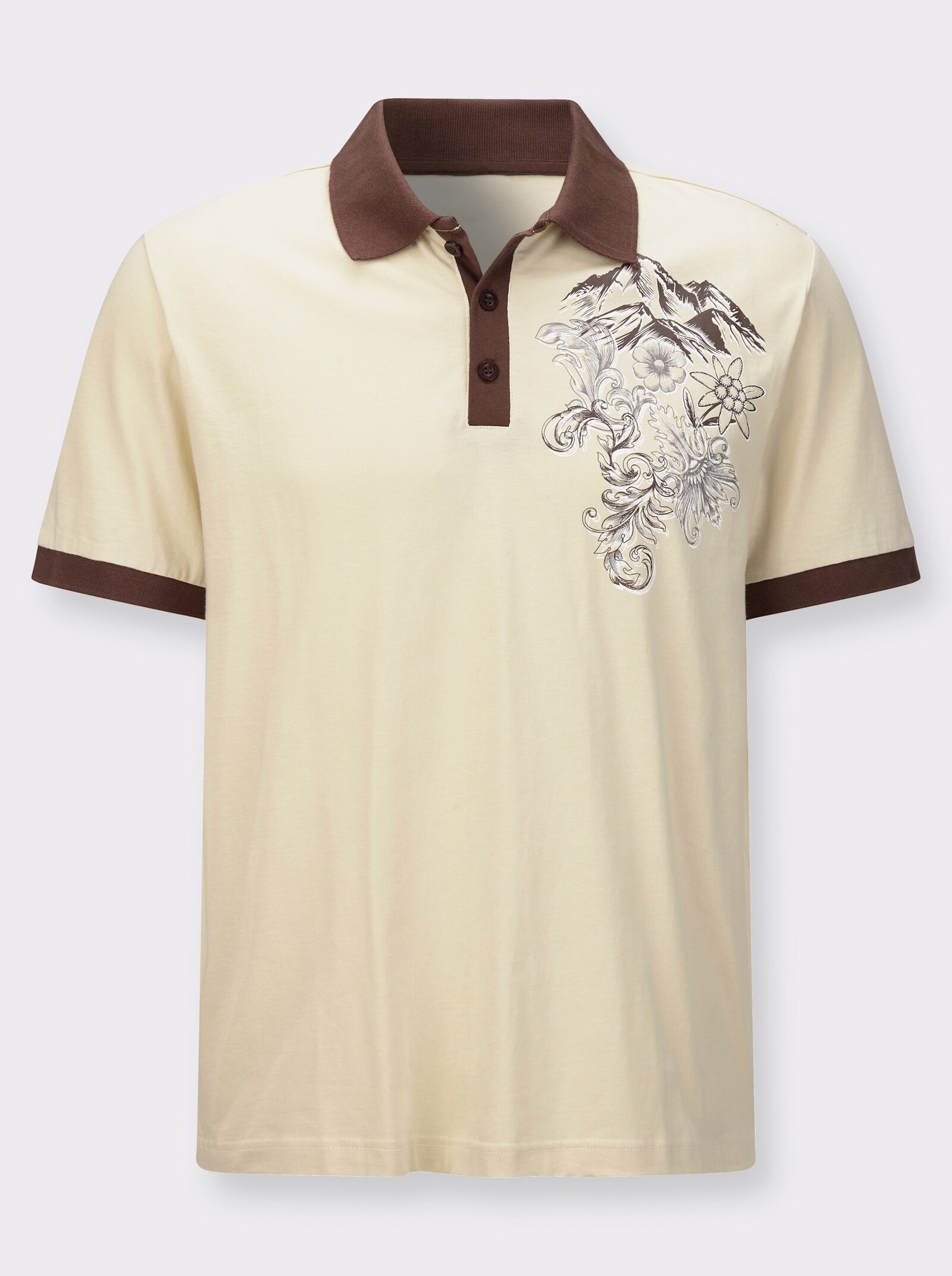 Poloshirt in Kontrast-Verarbeitung - sand-schoko