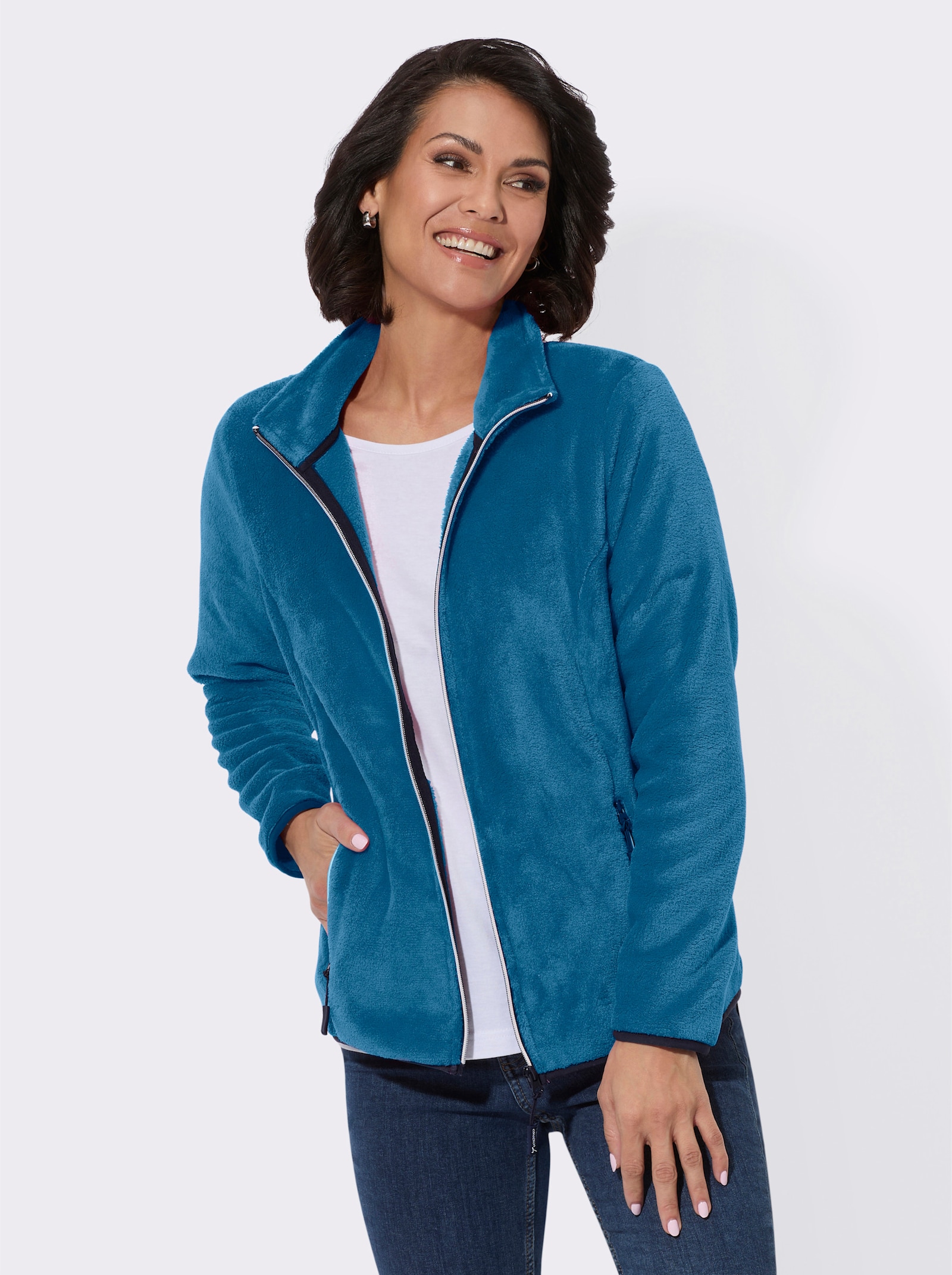 Fleecejacke mit Reißverschluss-Taschen - topas