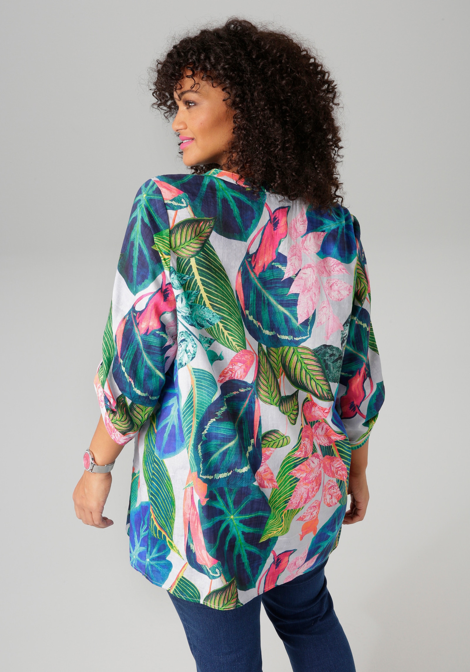 Aniston PLUS Longbluse - stein-marine-dunkelgrün-lachs-fuchsia-smaragd-gelb-petrolgrün-royalblau-apfelgrün-orange-rosa-hellgrau-weiß