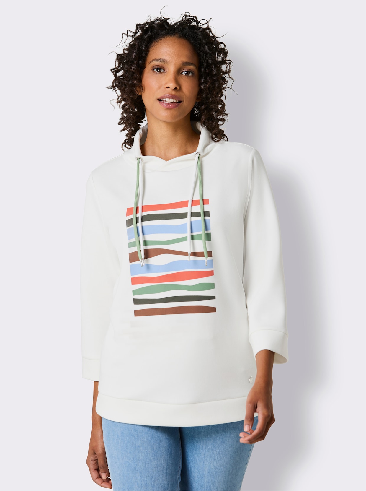 CREATION L PREMIUM Sweatshirt - ecru-eucalyptus-bedruckt