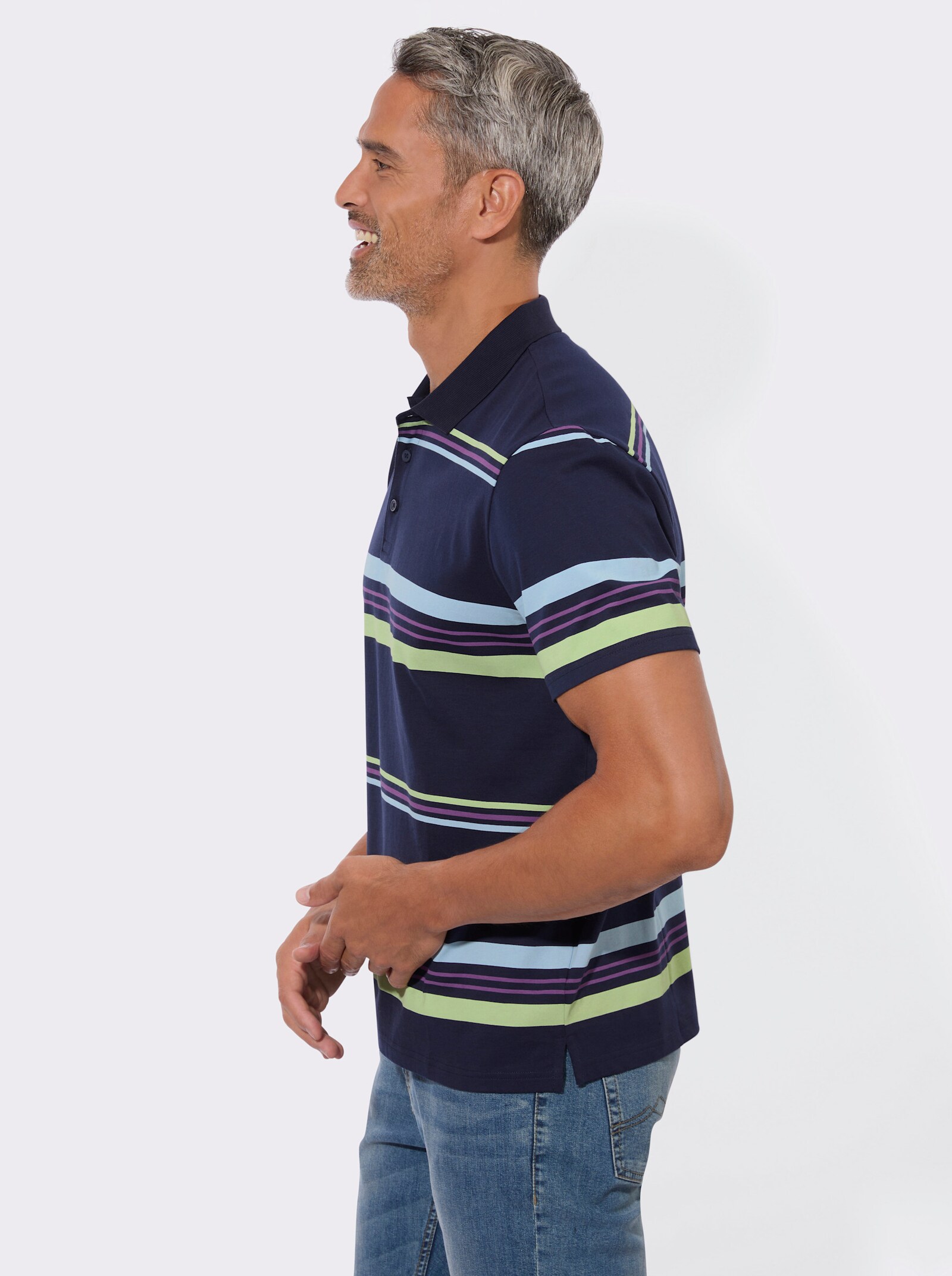 Poloshirt im Ringelmuster - marine-geringelt