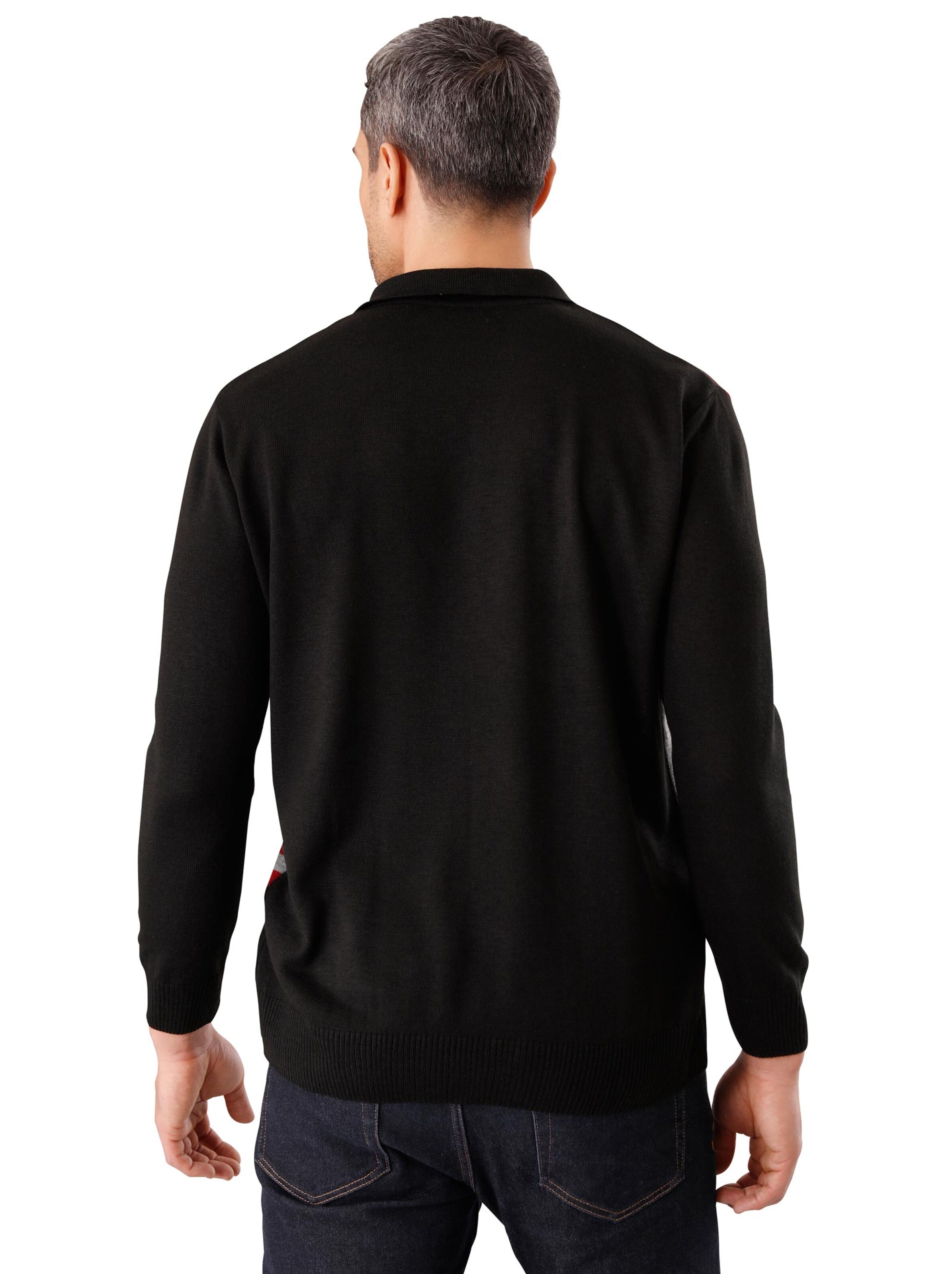 Polopullover - schwarz-rot-gemustert