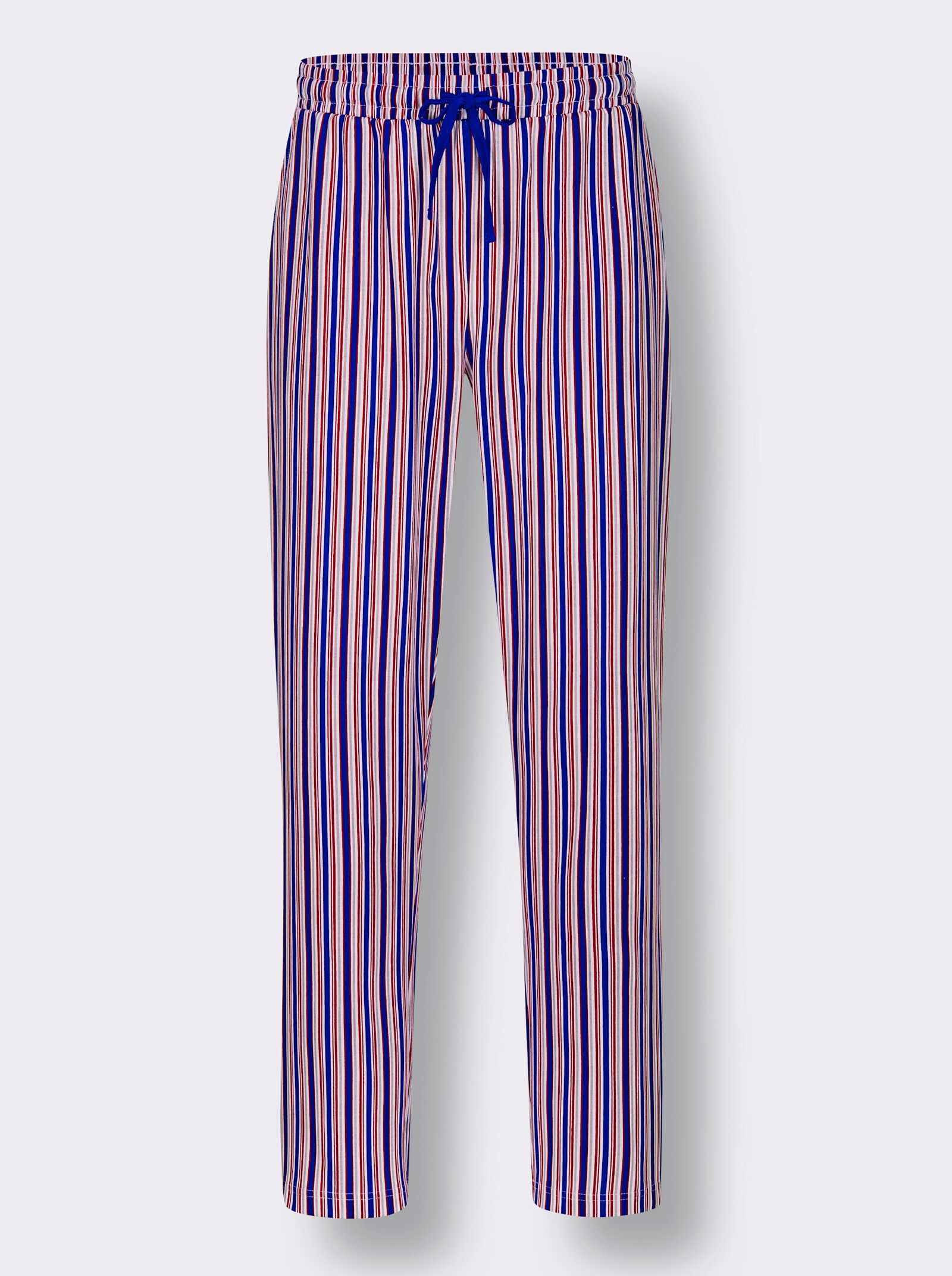 Hose lang - royalblau-kirsche-gestreift