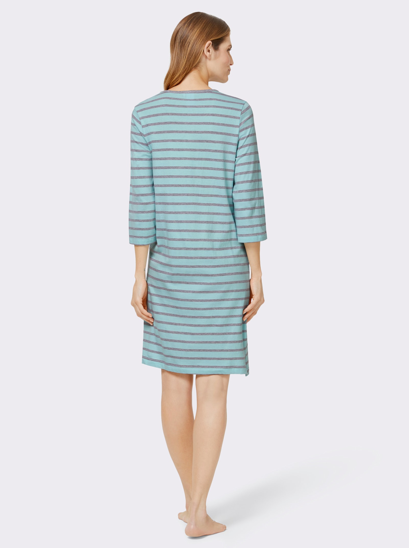 wäschepur Sleepshirts im Baumwoll-Mix - grau-meliert + mint