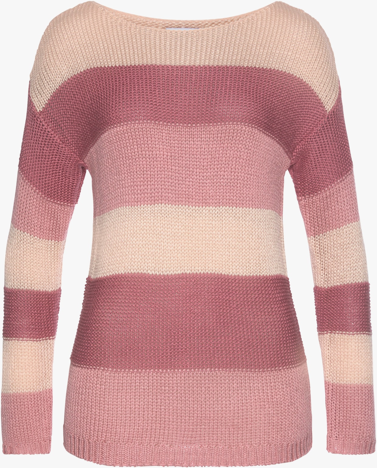 LASCANA Gestreepte pullover - lichtroze/bordeaux/zalm