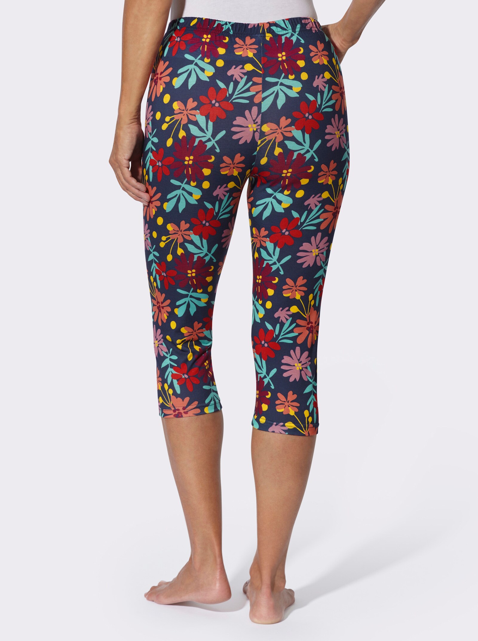 Caprileggings mit Blumen-Muster - marine-bedruckt