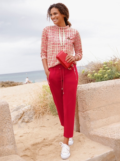 Sweatshirt mit Kontrast-Muster - erdbeere-sand-kariert