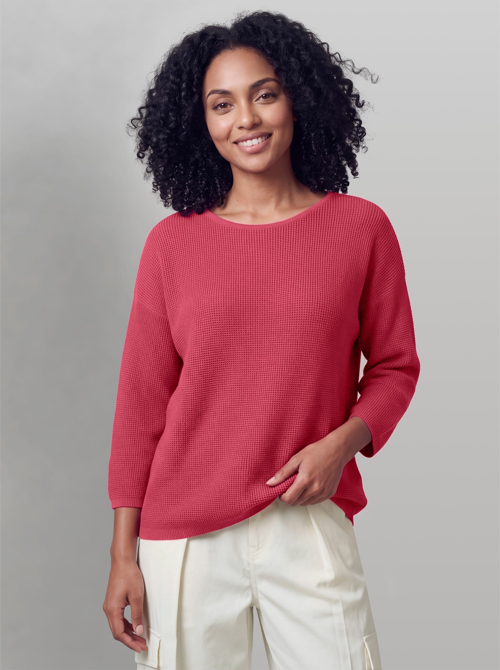heine 3/4-Arm-Pullover mit Rippenbündchen - fuchsia