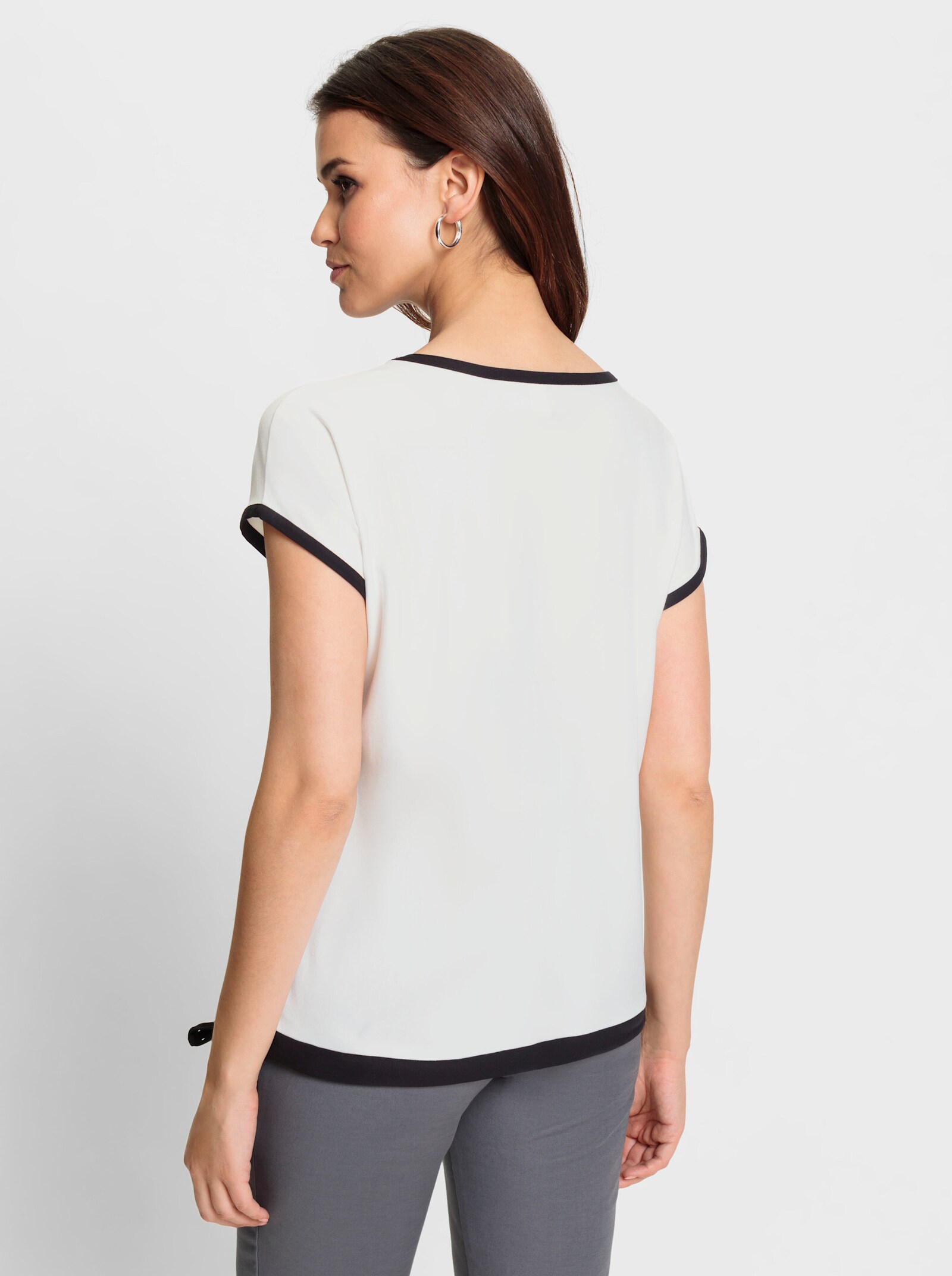  Shirt mit weitenregulierbarem Saum - weiß-schwarz-bedruckt