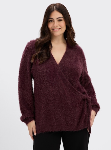 sheego Wickelpullover mit Flauschgarn - burgund
