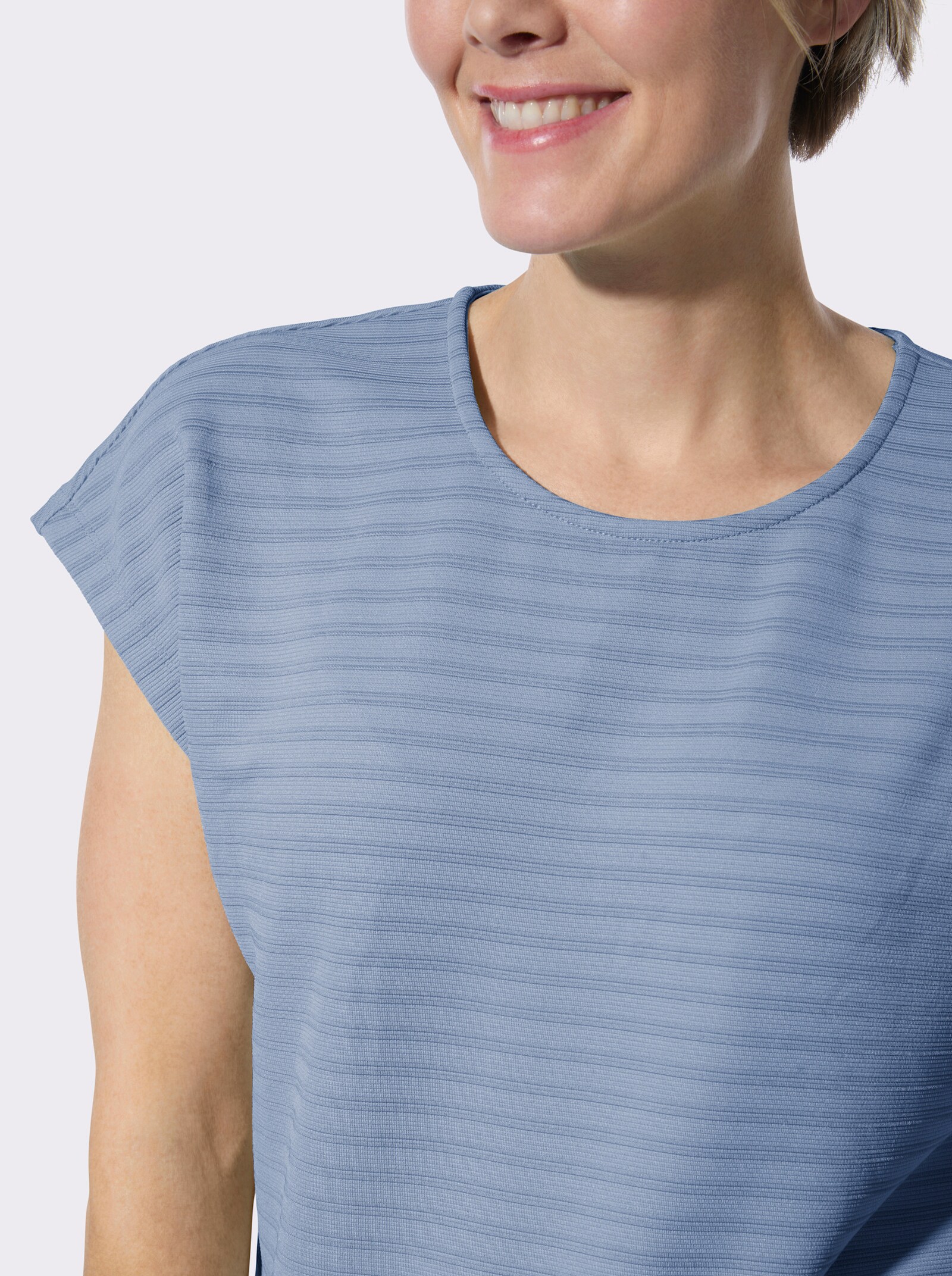 Rundhalsshirt mit Jacquardmuster - bleu