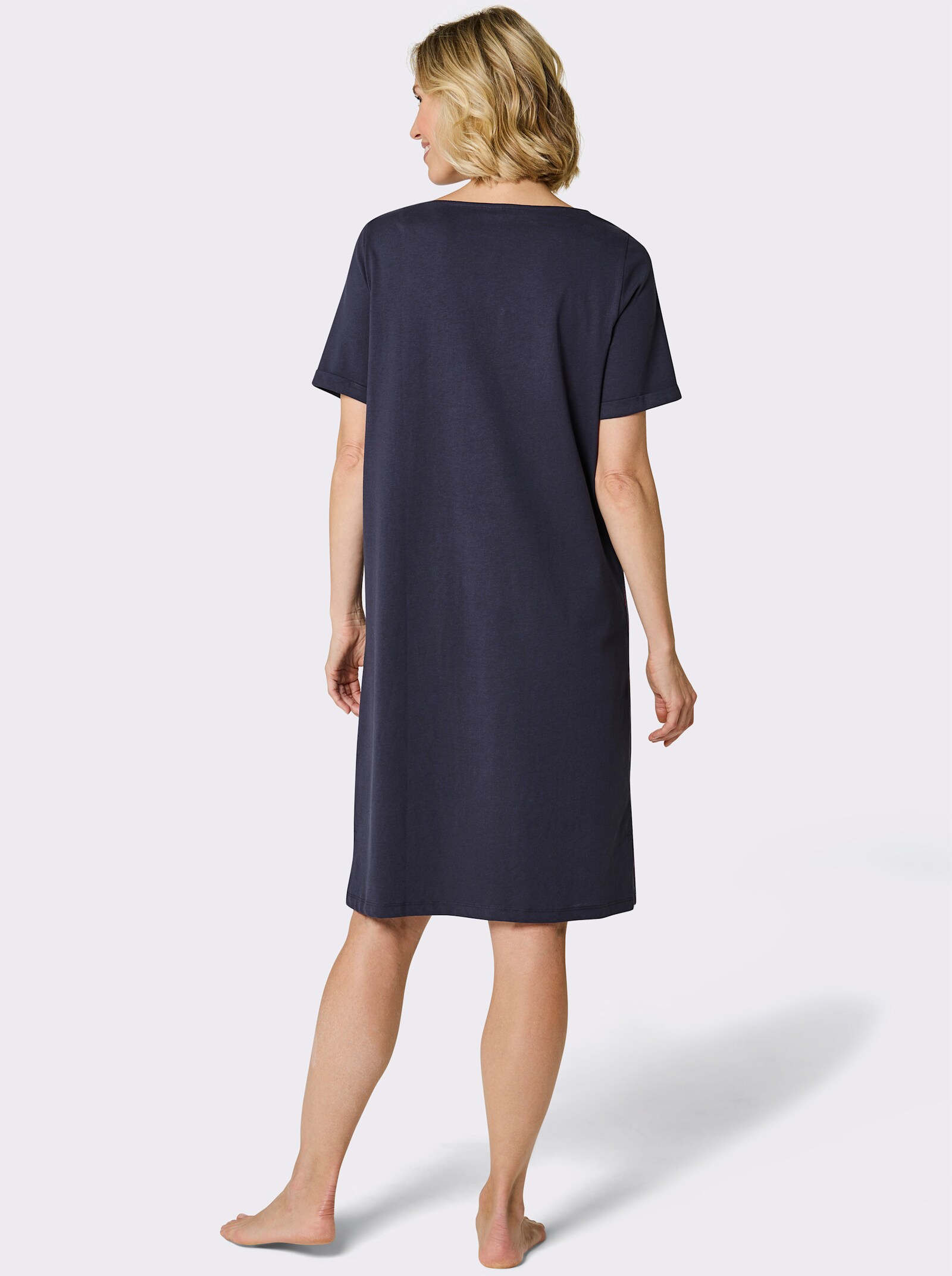 wäschepur Sleepshirt mit grafischem Dessin - marine-malve-gestreift