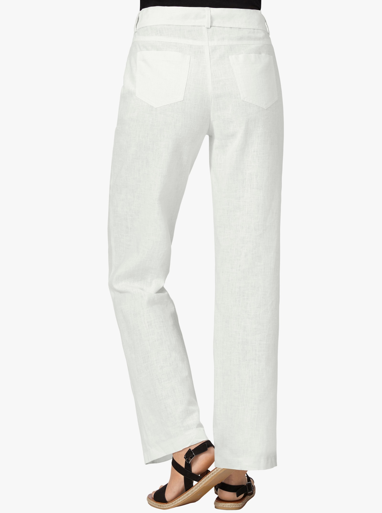 Palazzohose mit Bindegürtel - ecru