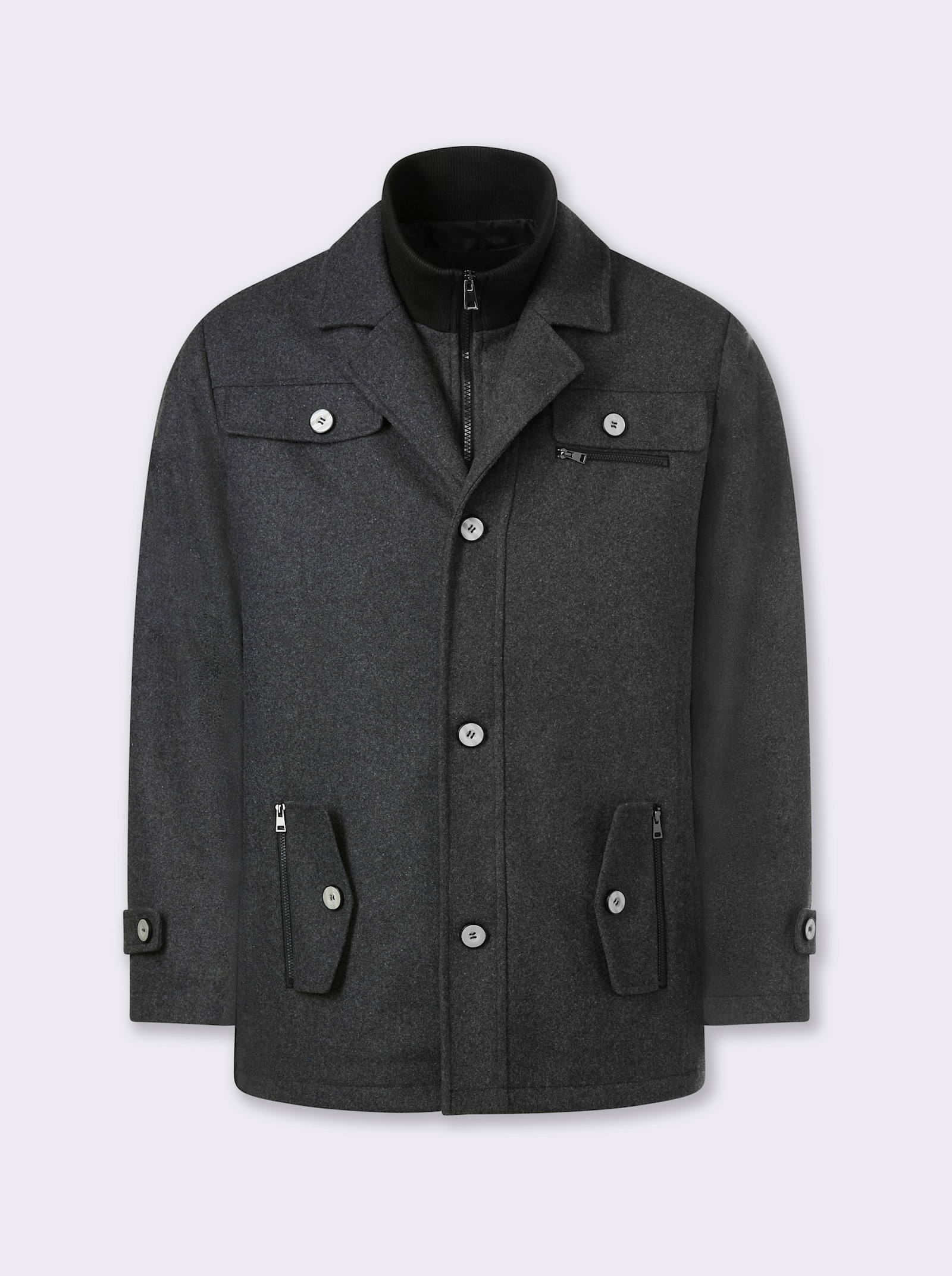 Marco Donati Longjacke in Woll-Optik - graphit-meliert