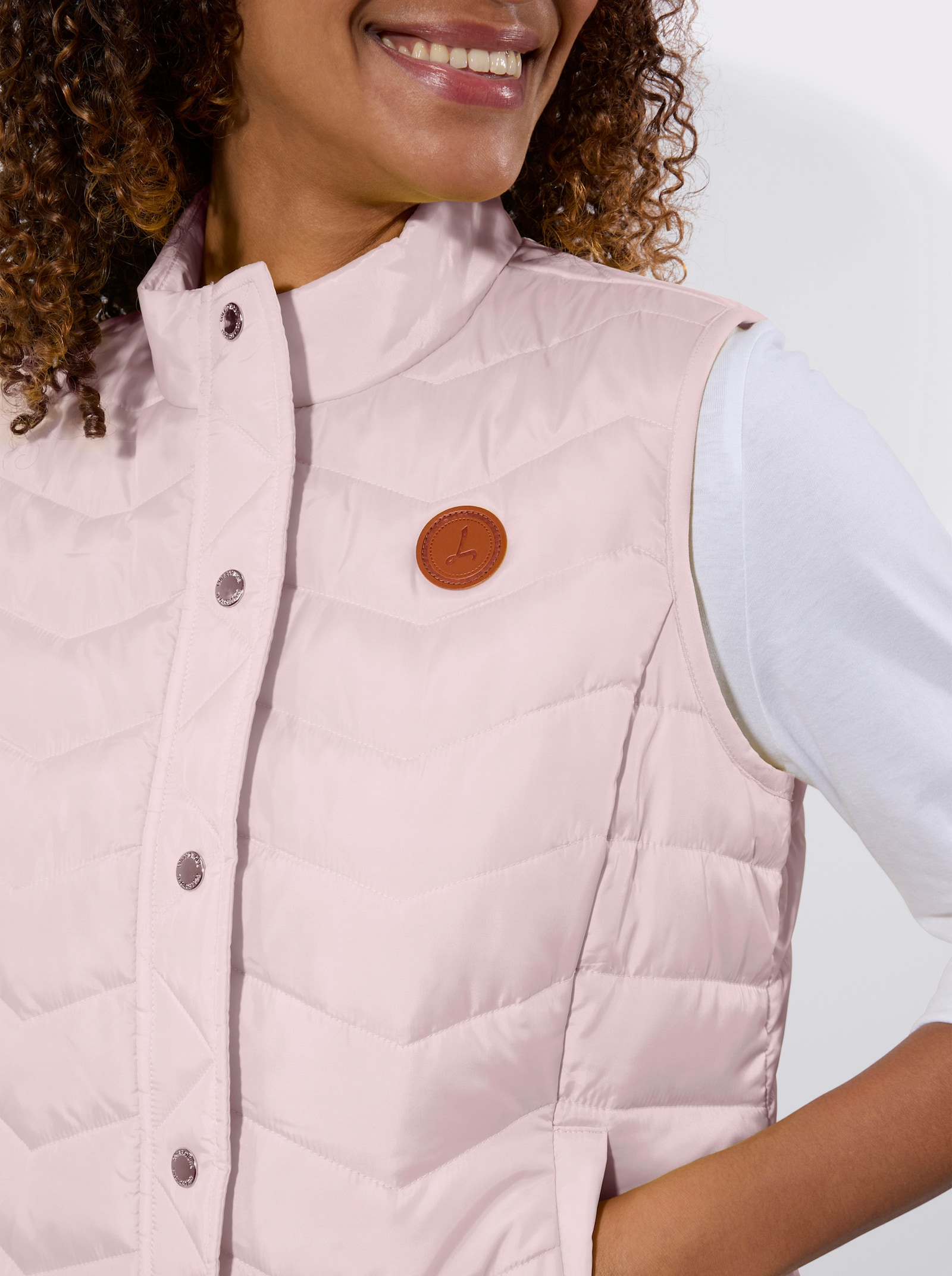 Steppweste im Zickzack-Muster - hellrosé