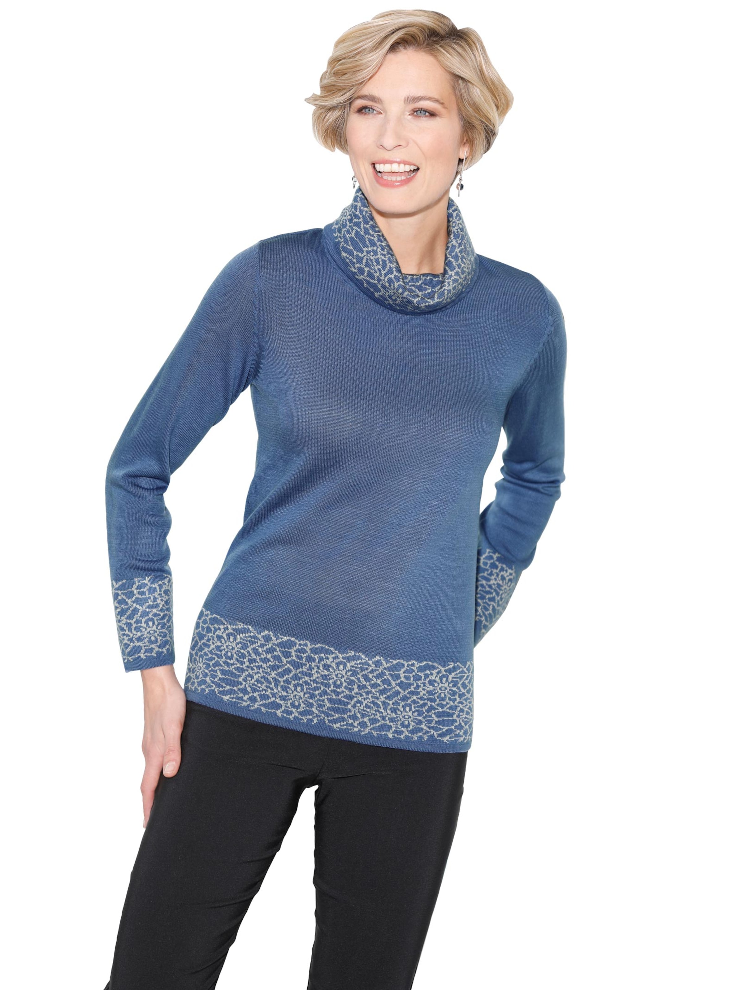 Pullover - blau-gemustert