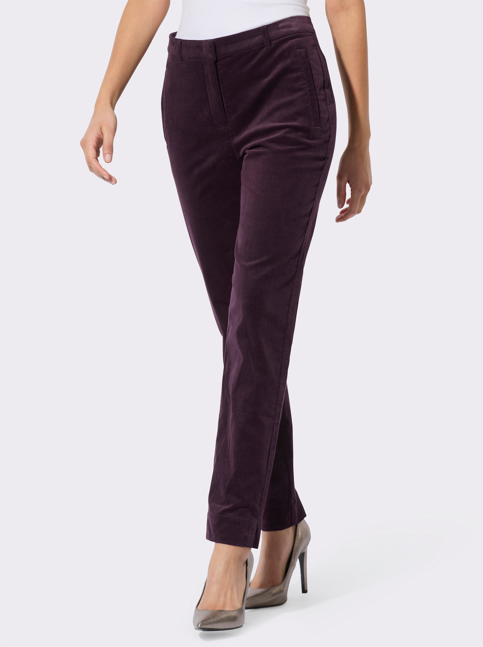 Cordhose in feiner Material-Mischung - aubergine