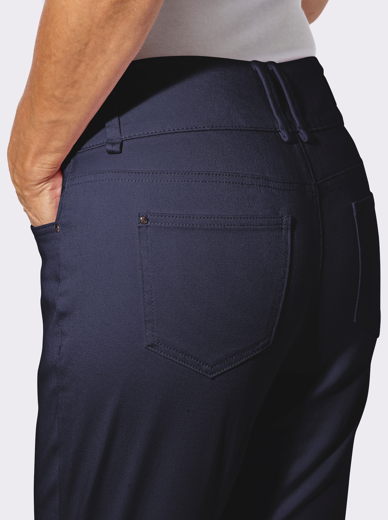 Bootcut-Jeans mit hoher Taille - marine