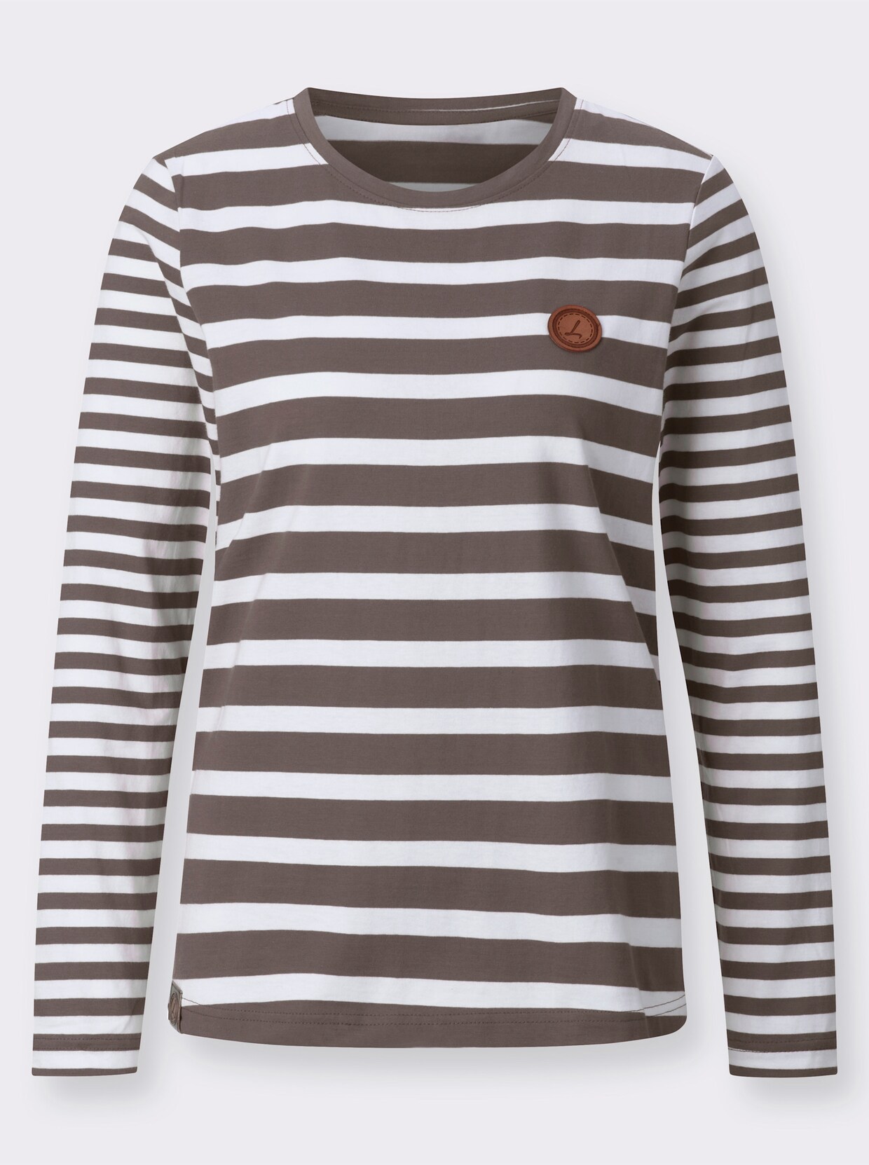 Shirt - donkertaupe/wit gestreept