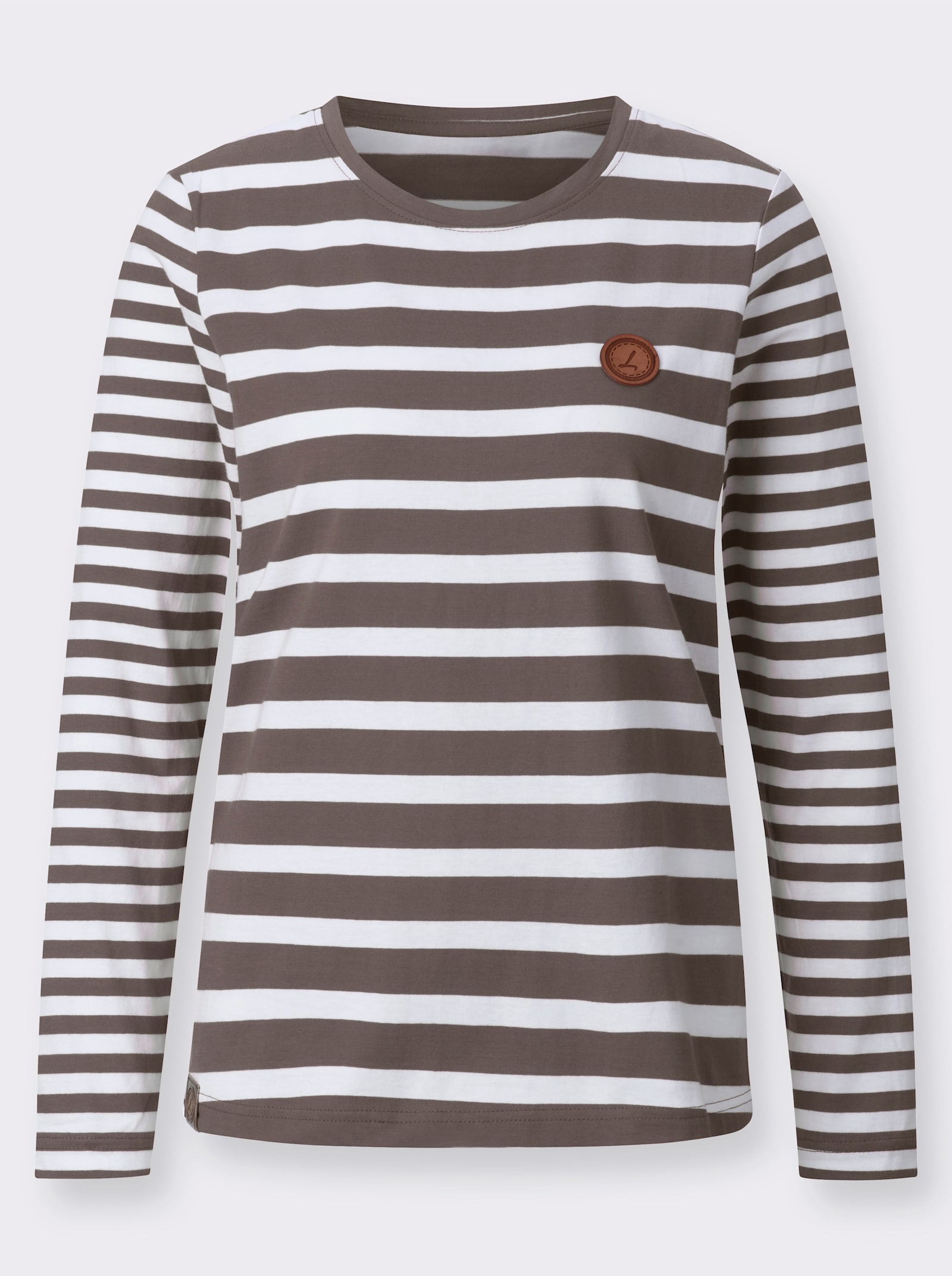 Shirt met streepjespatroon - donkertaupe/wit gestreept