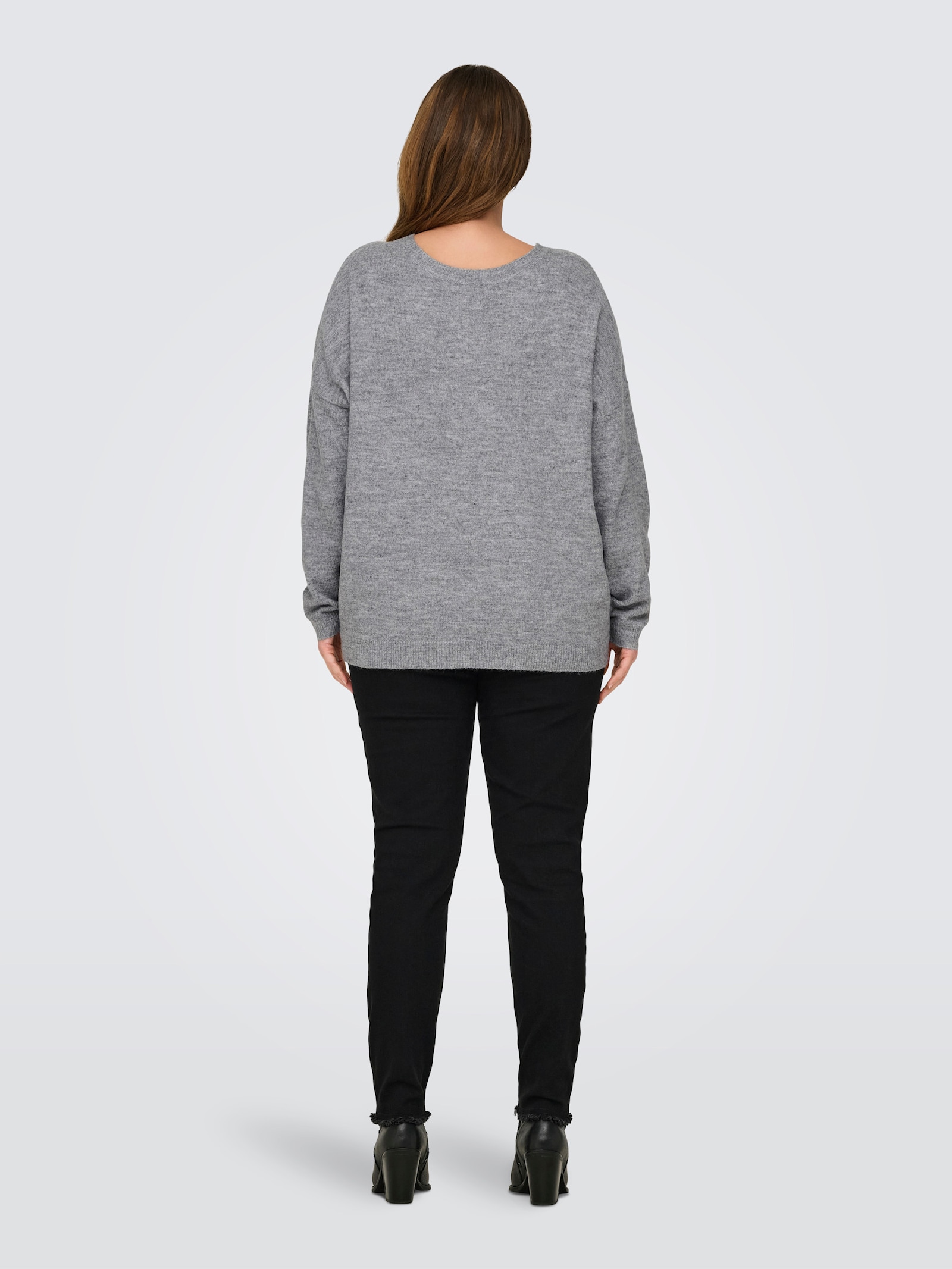 ONLY CARMAKOMA Strickpullover - light grey melange detail:black lace