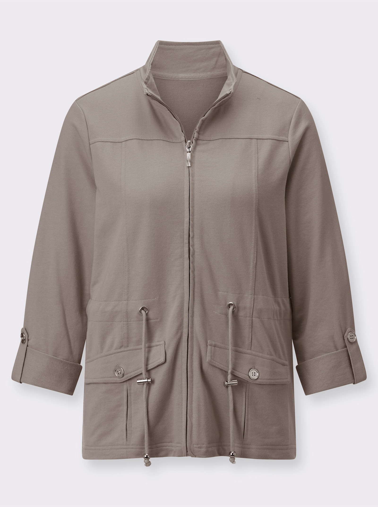 Shirtjacke in Sweat-Qualität - taupe