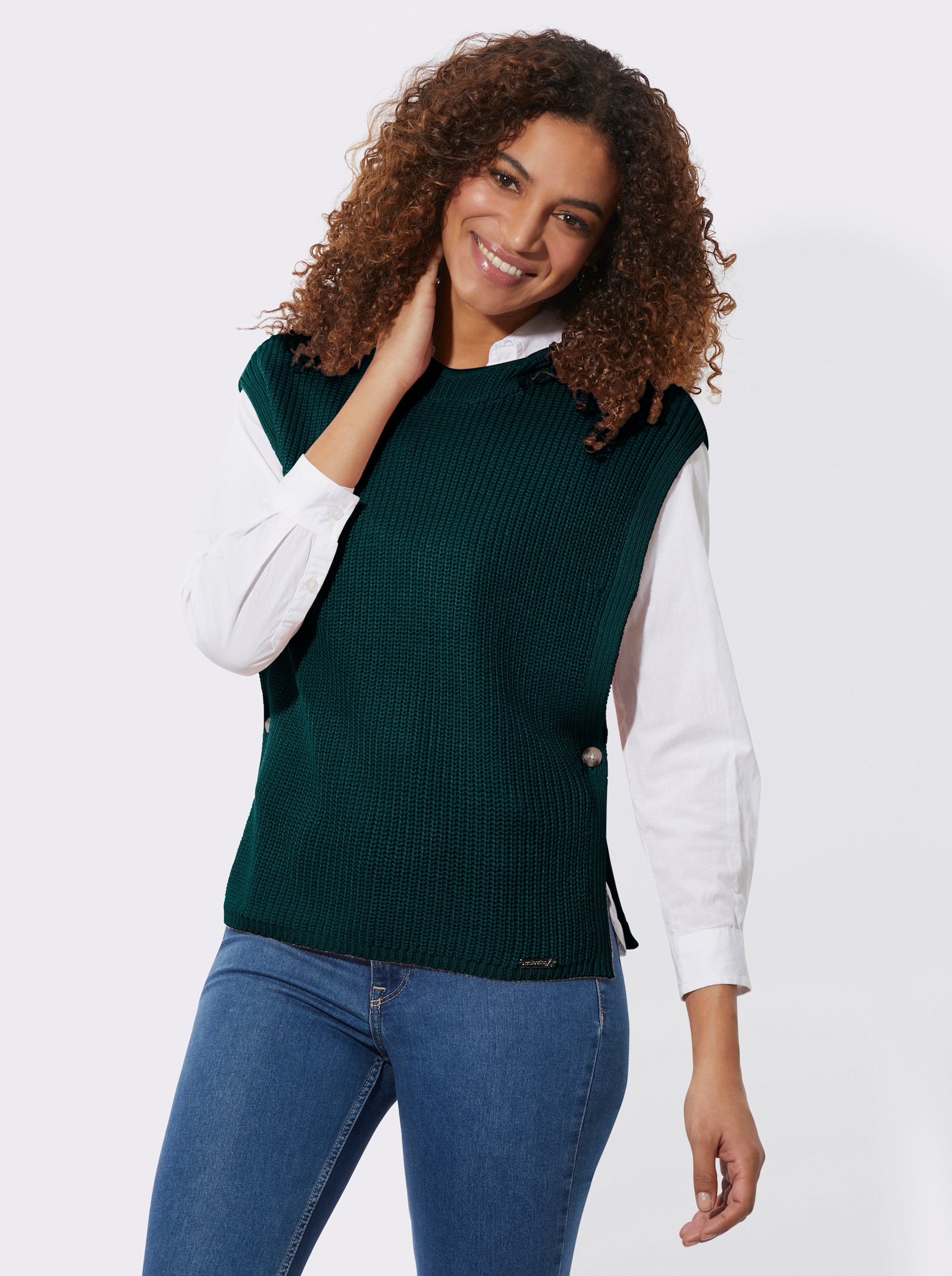 Kapuzenpullover in Poncho-Optik - petrol