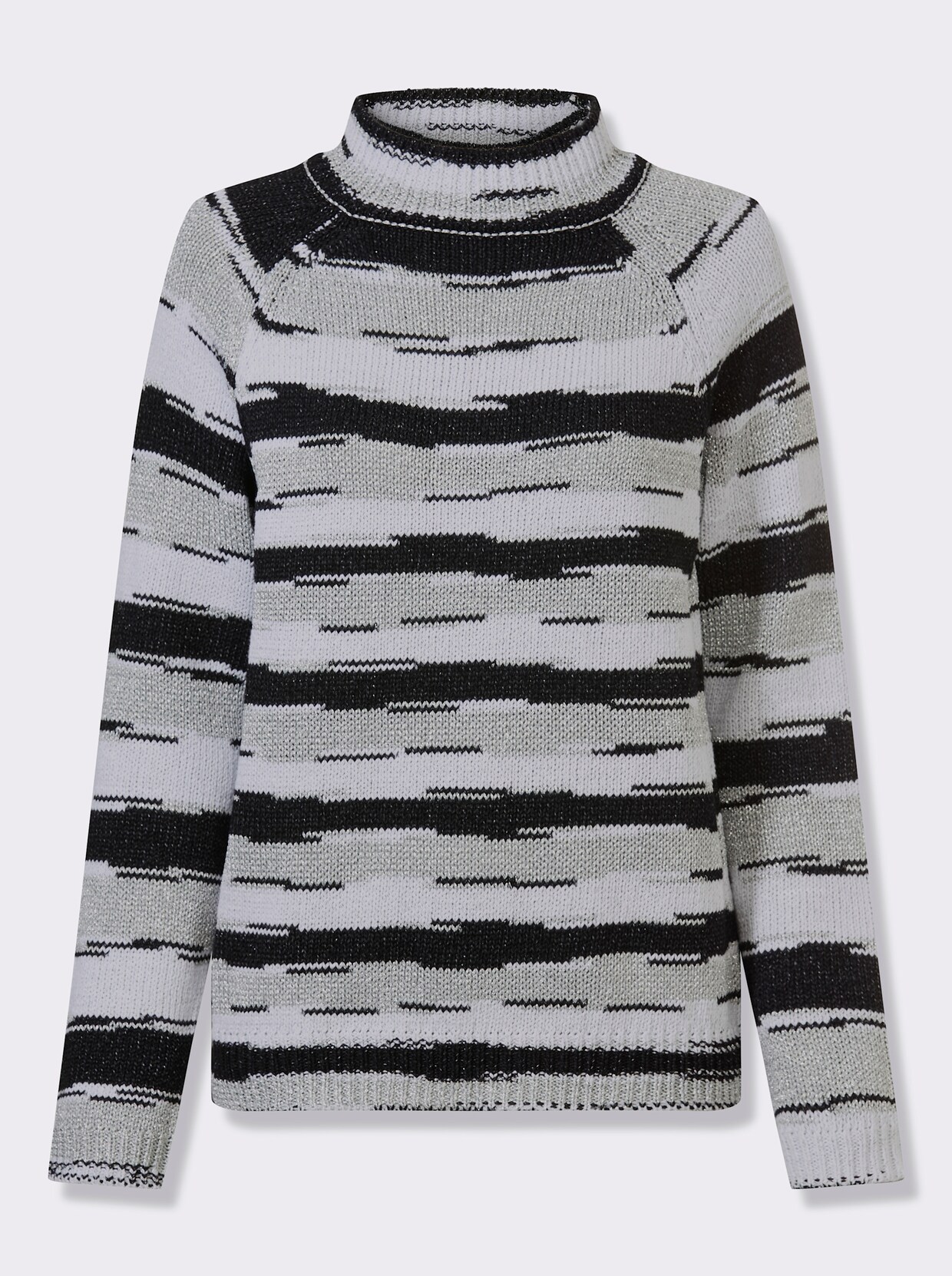 Langarm-Pullover - weiß-schwarz-gemustert
