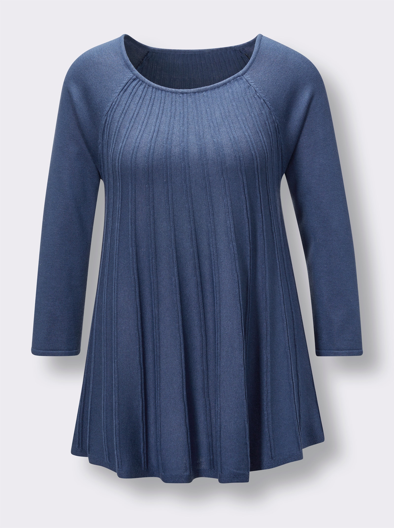 CREATION L PREMIUM 3/4 Arm-Pullover in Plissee-Optik - jeansblau