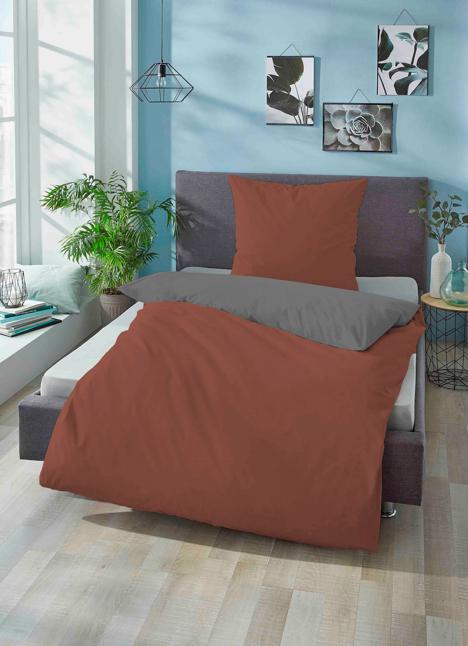 Biberna Bettwäsche - braun-grau