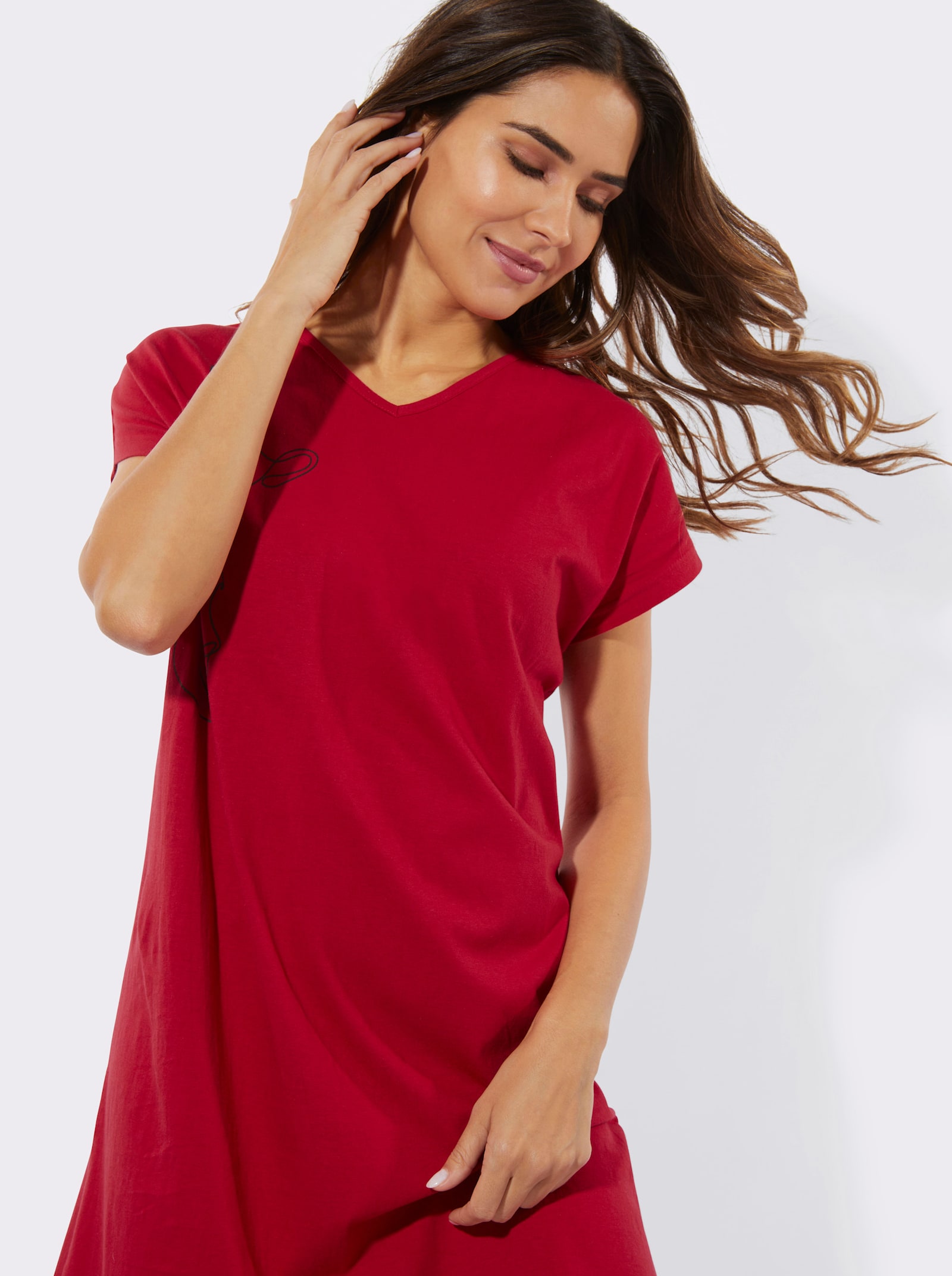 Nattlinnen i dubbelpack - vit + röd