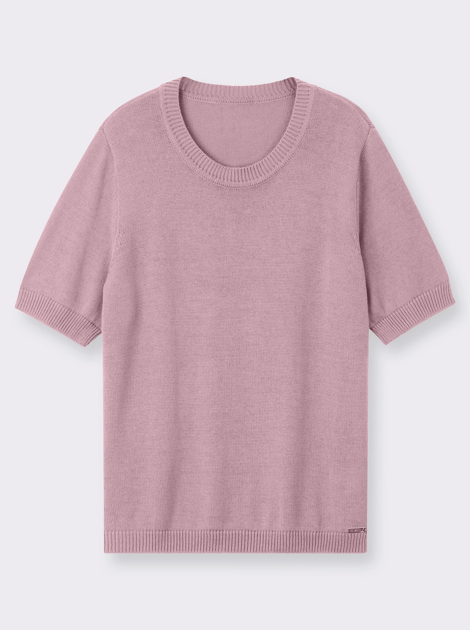 Kurzarmpullover mit Rippabschlüssen - altrosé