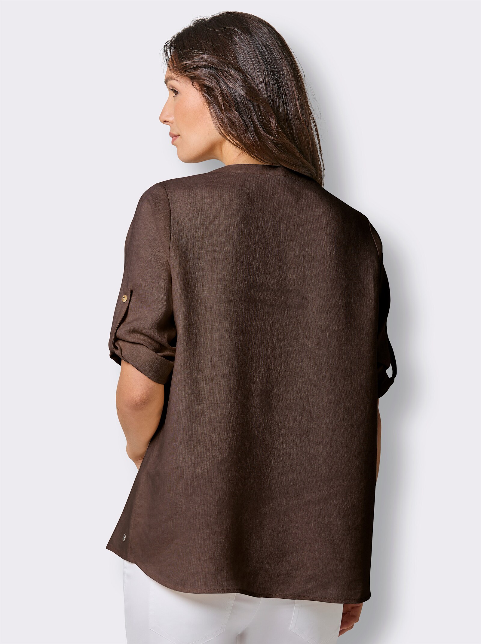CREATION L PREMIUM Longbluse mit Falte - schoko-meliert