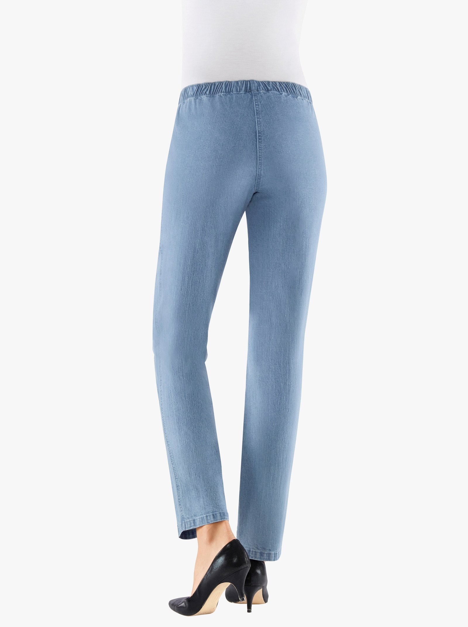 Schlupfjeans mit Rundum-Dehnbund - blue-bleached