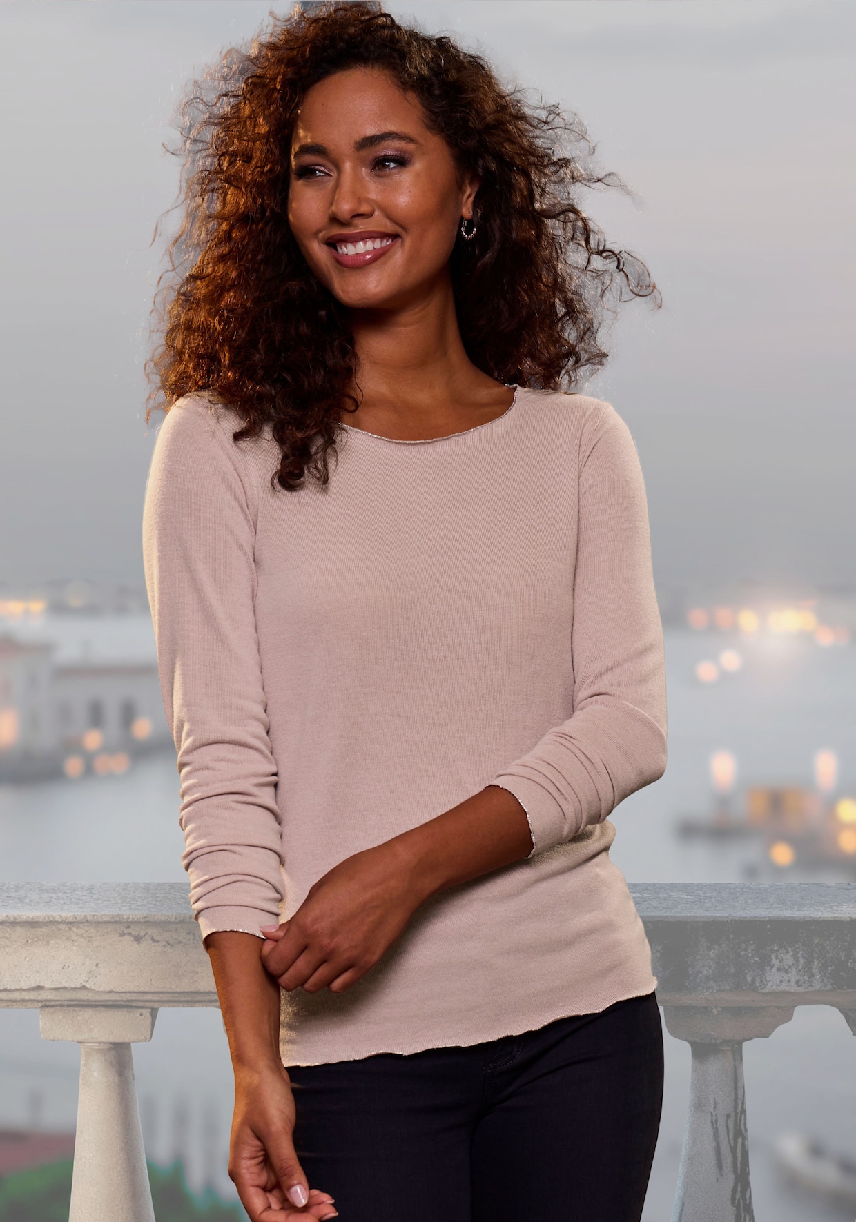 LASCANA Shirt met lange mouwen - roze