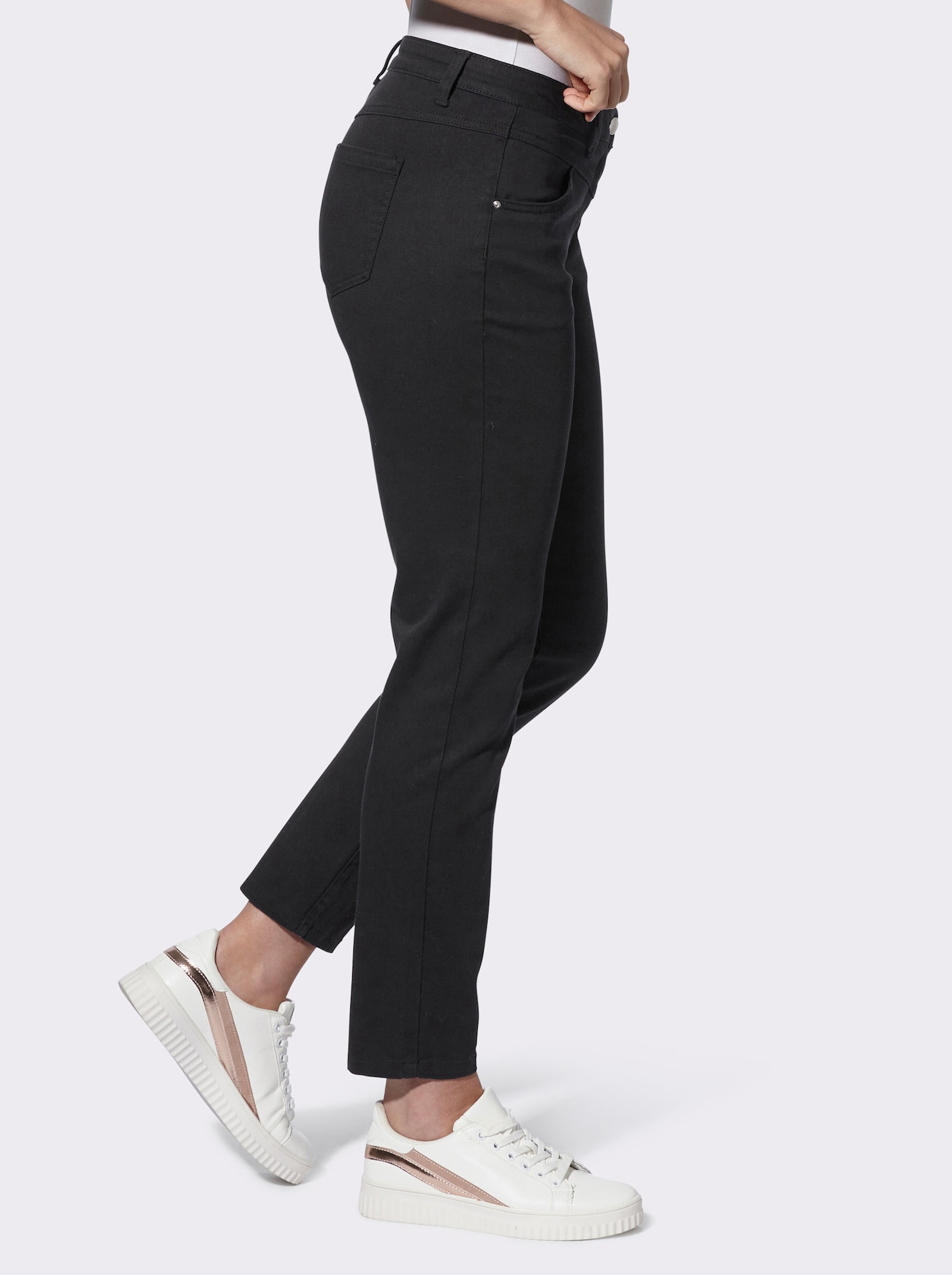 Stretch-Hose mit Passformsattel vorne und hinten - schwarz