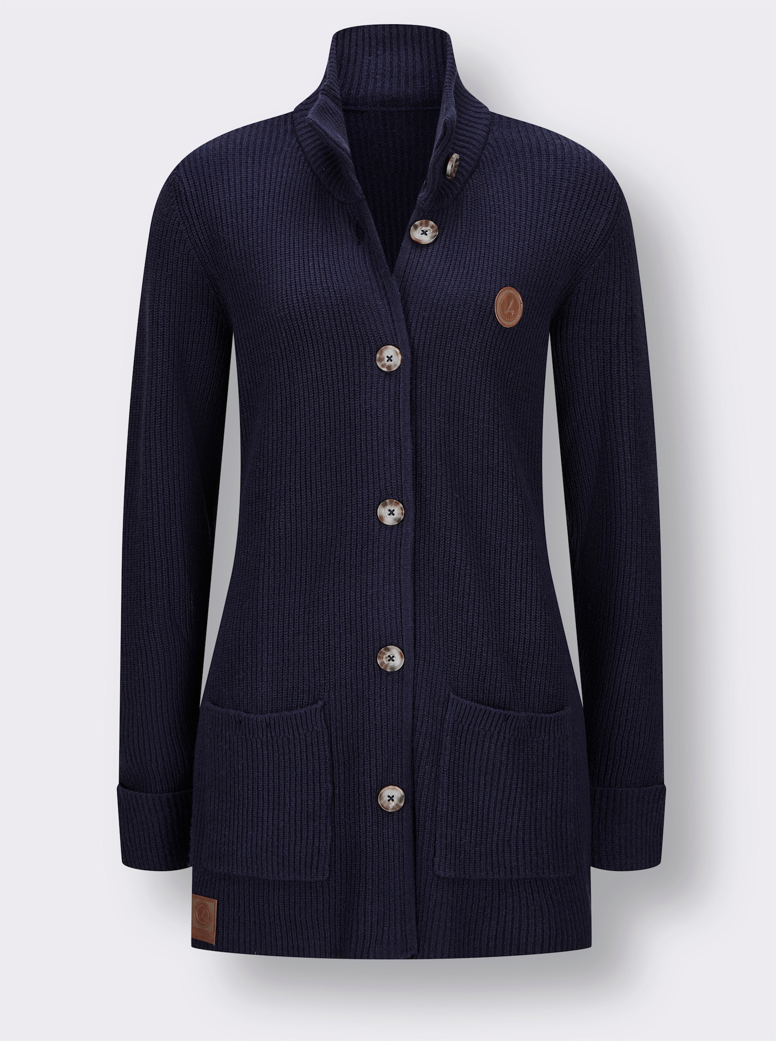 Longstrickjacke mit Stehkragen - marine