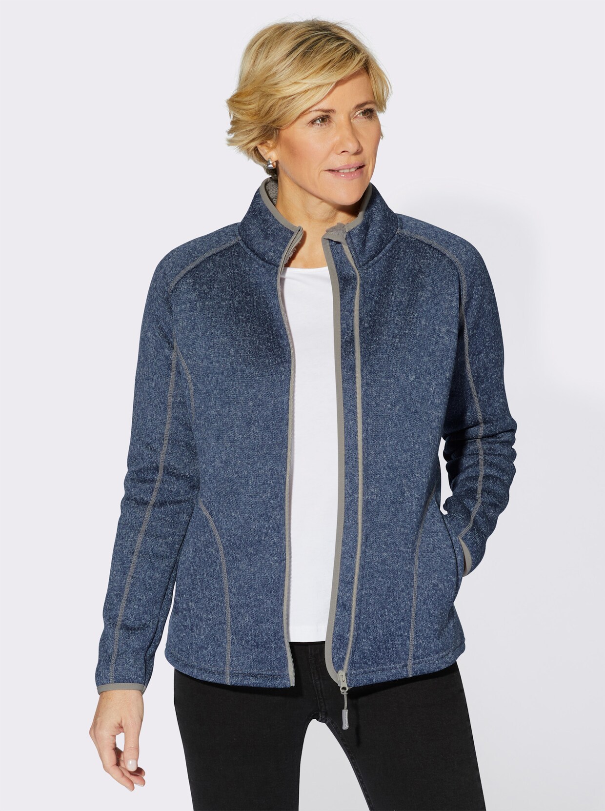 Shirtjacke - rauchblau-meliert