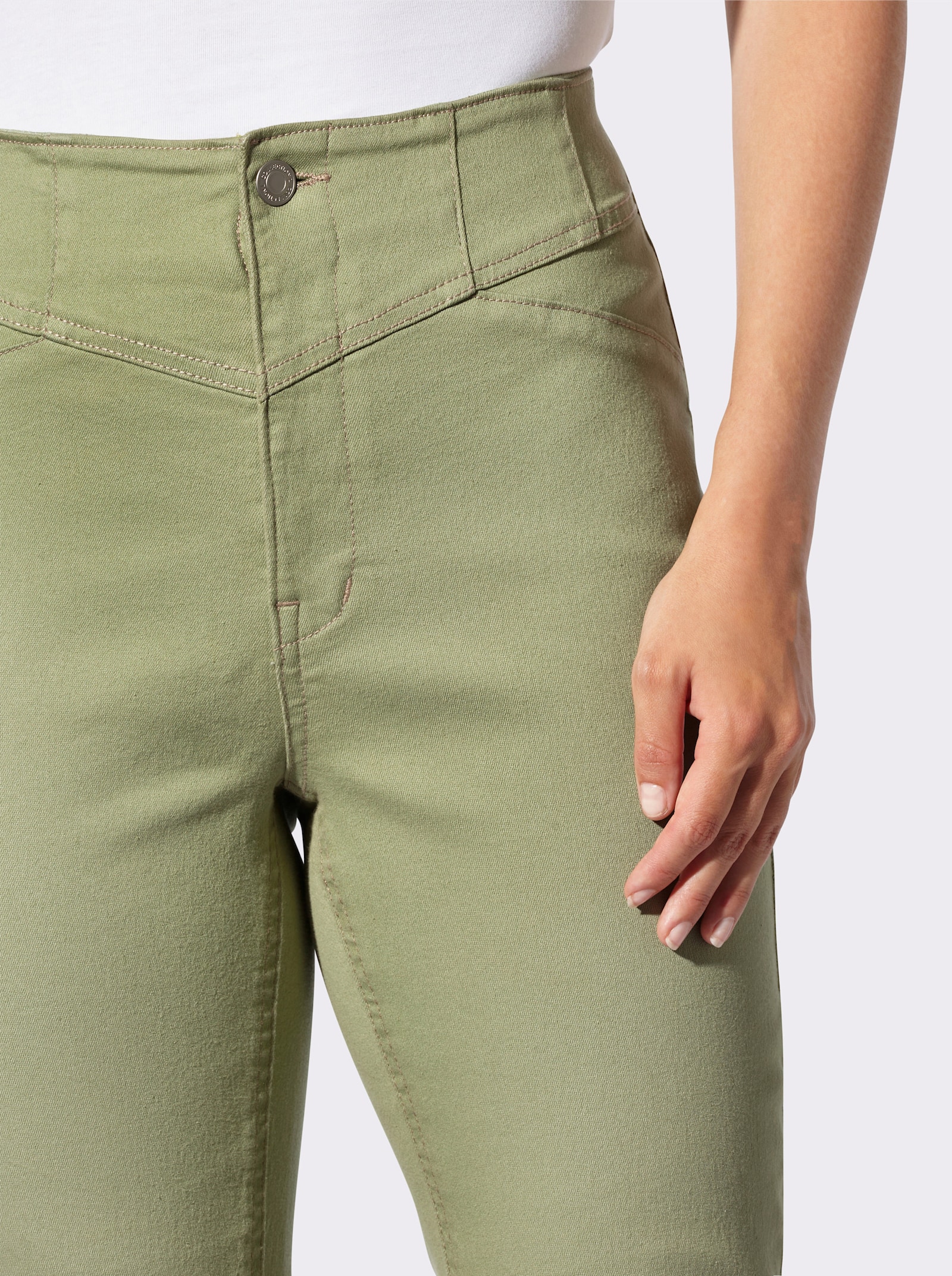 Stretch-Jeans mit Teilungsnähten - eucalyptus