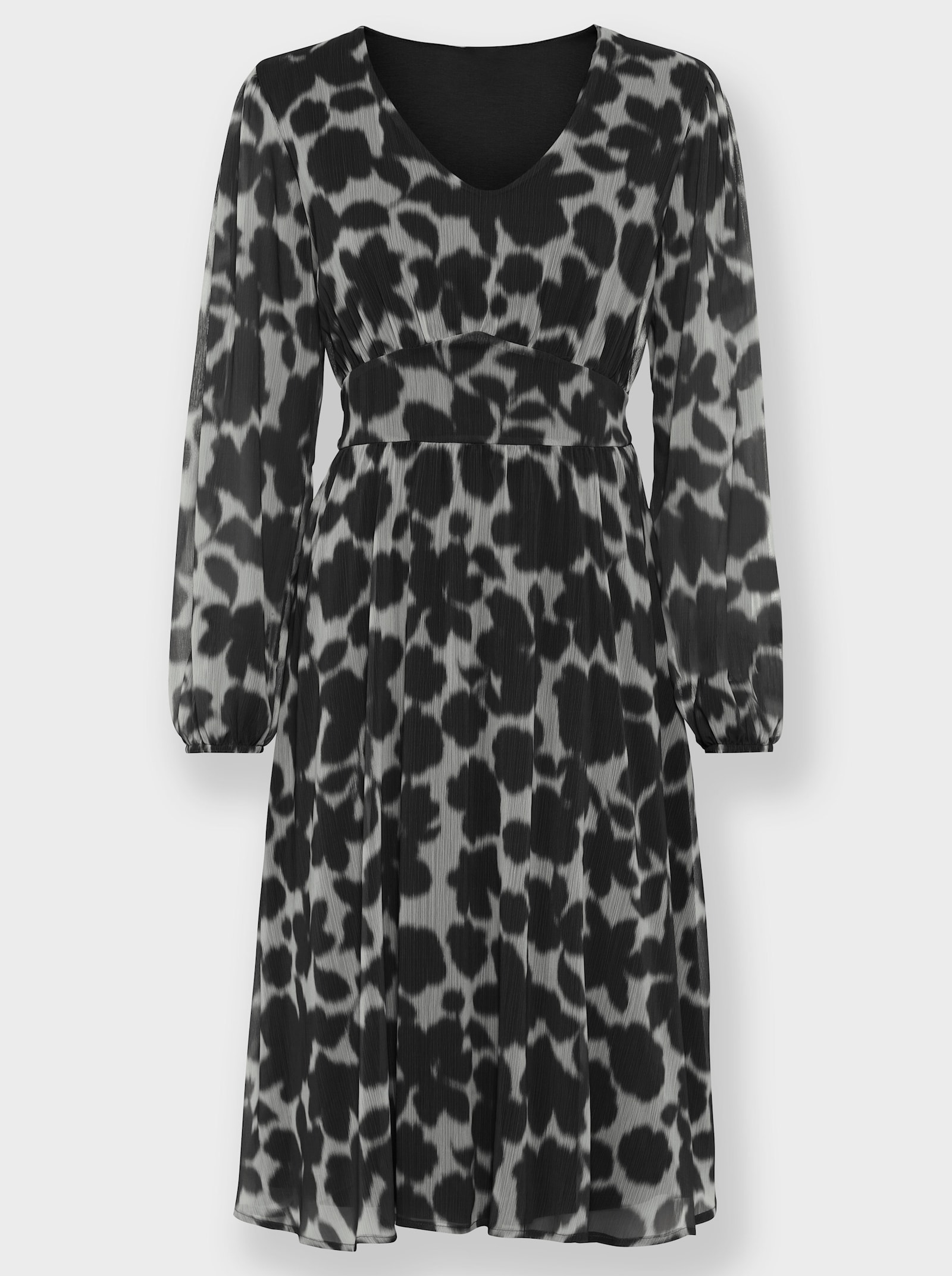 heine Druckkleid in Chiffon-Qualität, geblümt - champagner-schwarz-bedruckt