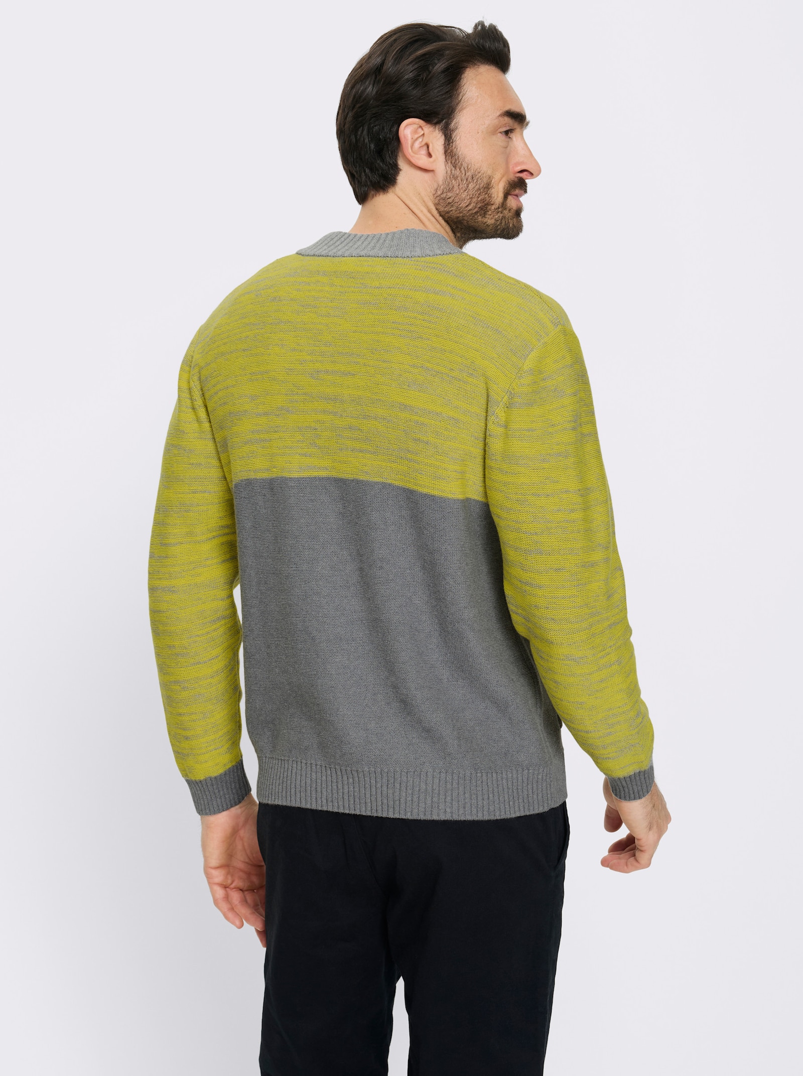 Marco Donati Strickjacke mit zweifarbigem Garn - grau-limone-meliert