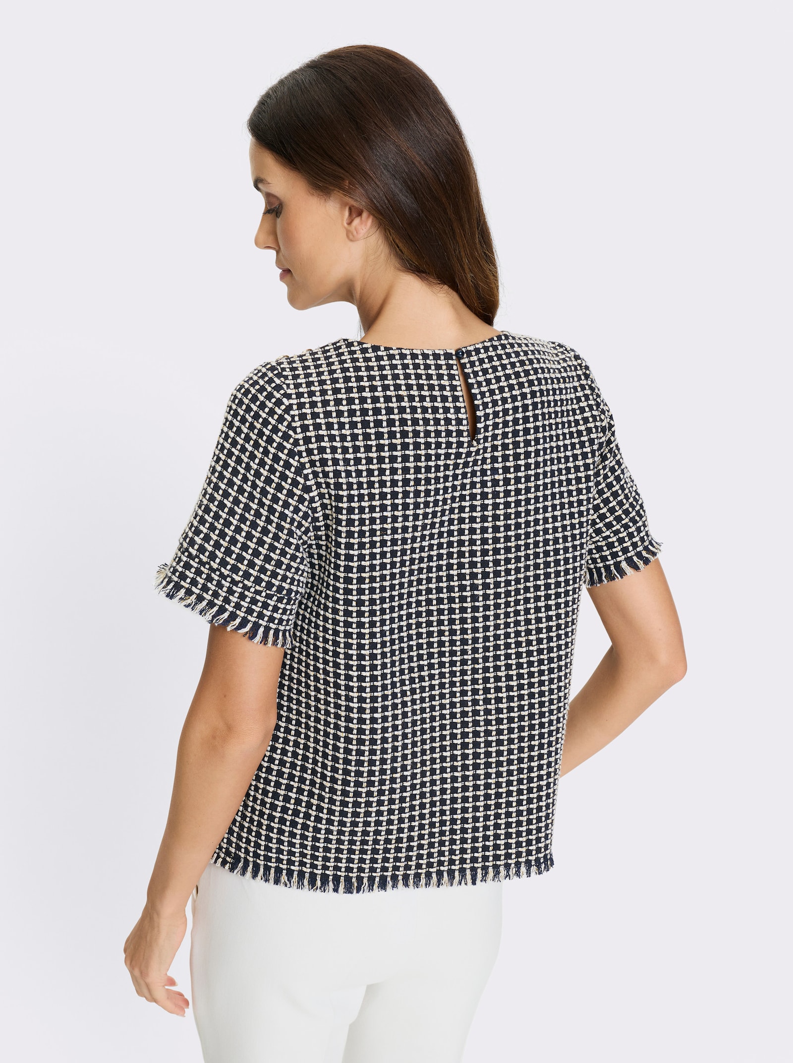 heine Schlupfbluse in Bouclé-Qualität - marine-ecru-gemustert