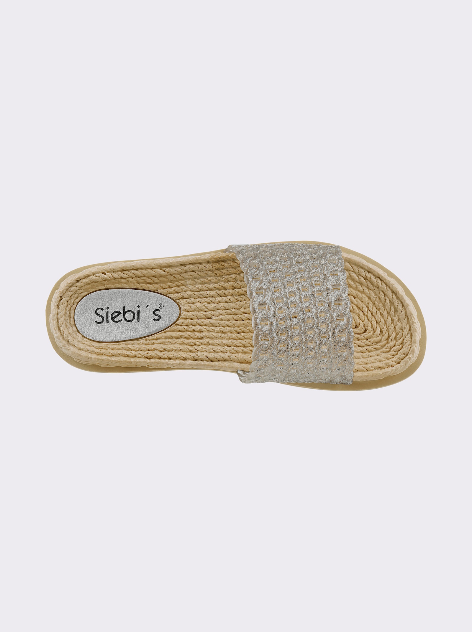 Siebi´s Badepantolette in Bast-Optik, wasserabweisend - silberfarben
