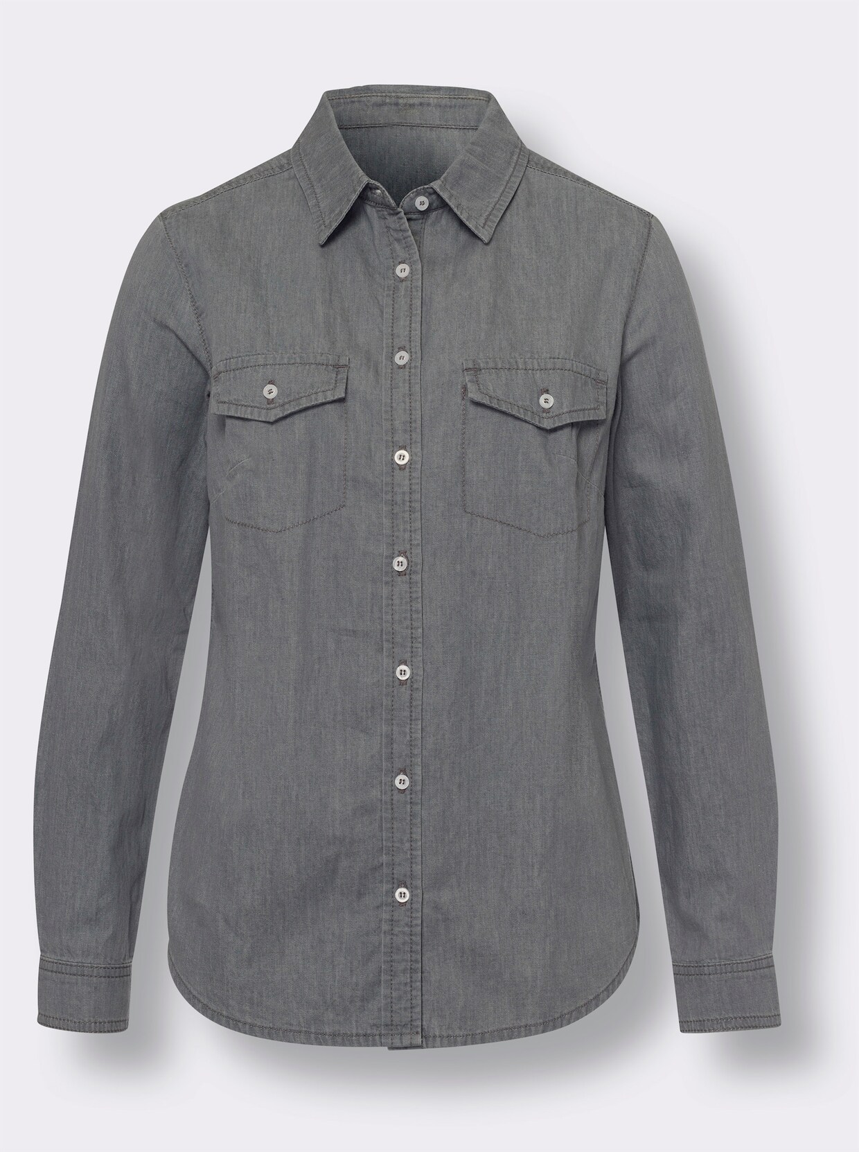 Jersey-Bluse - grey-denim