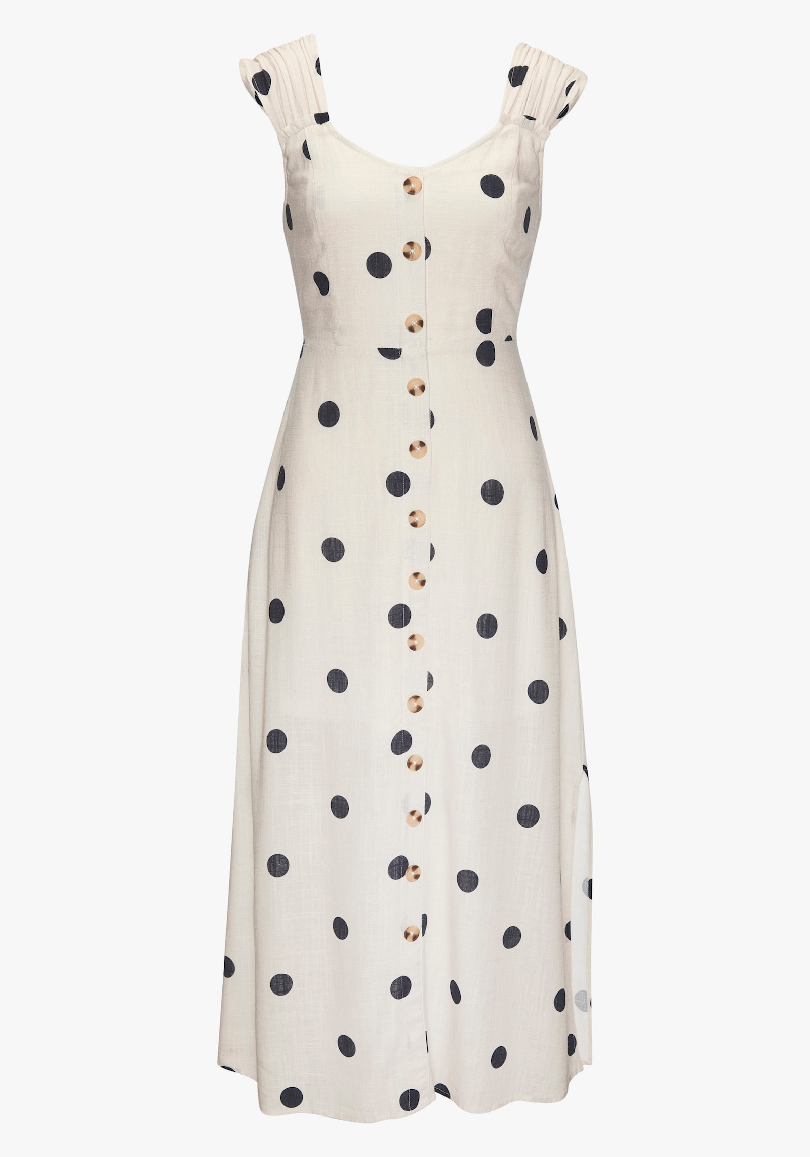 LASCANA Maxikleid - beige-schwarz gepunktet