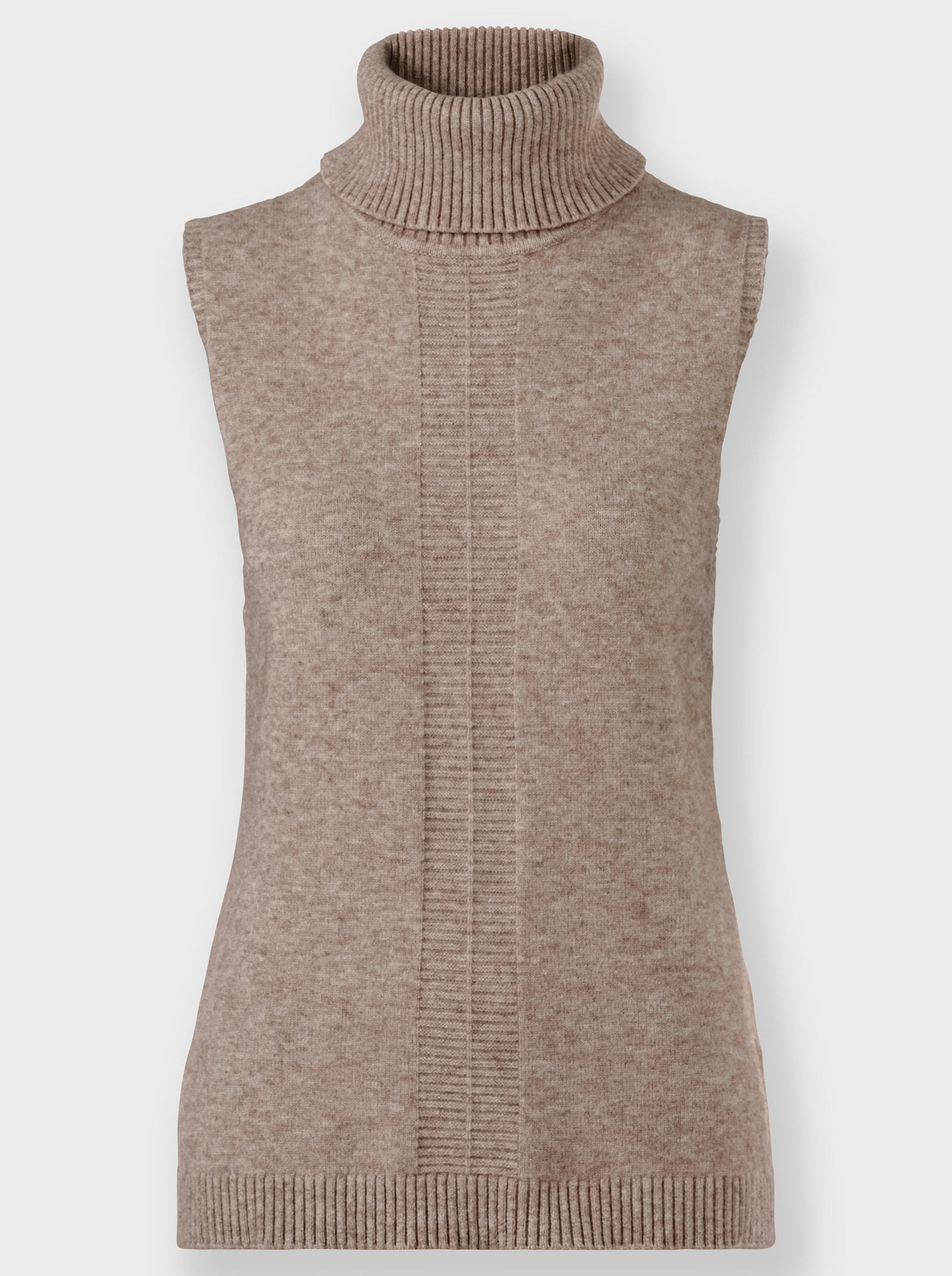 heine Slip-over met rolkraag - sesam gemêleerd