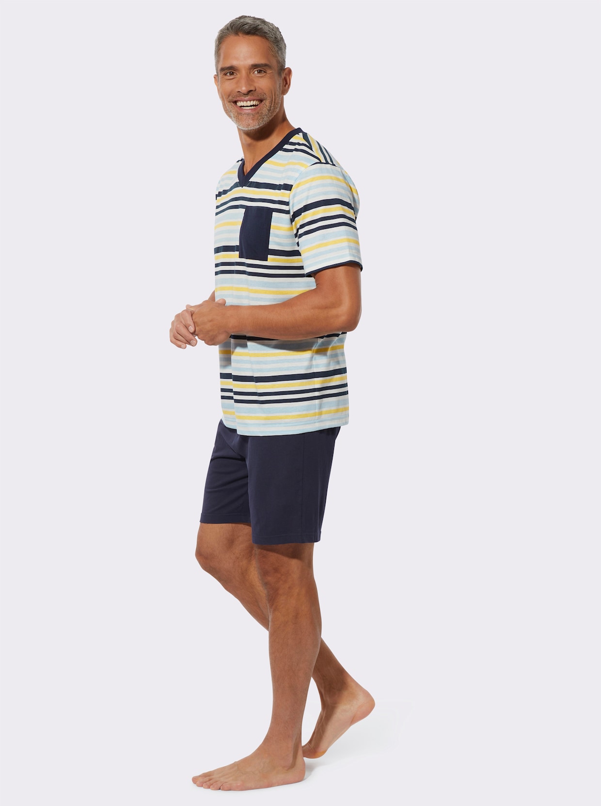 Shorty - marine-eisblau-geringelt